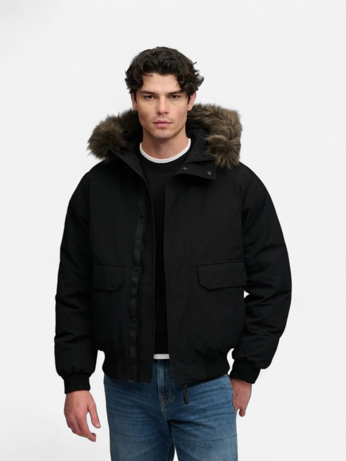 Superdry miesten toppatakki Everest Faux Fur Bomber Jacket, musta - Kekäle.fi