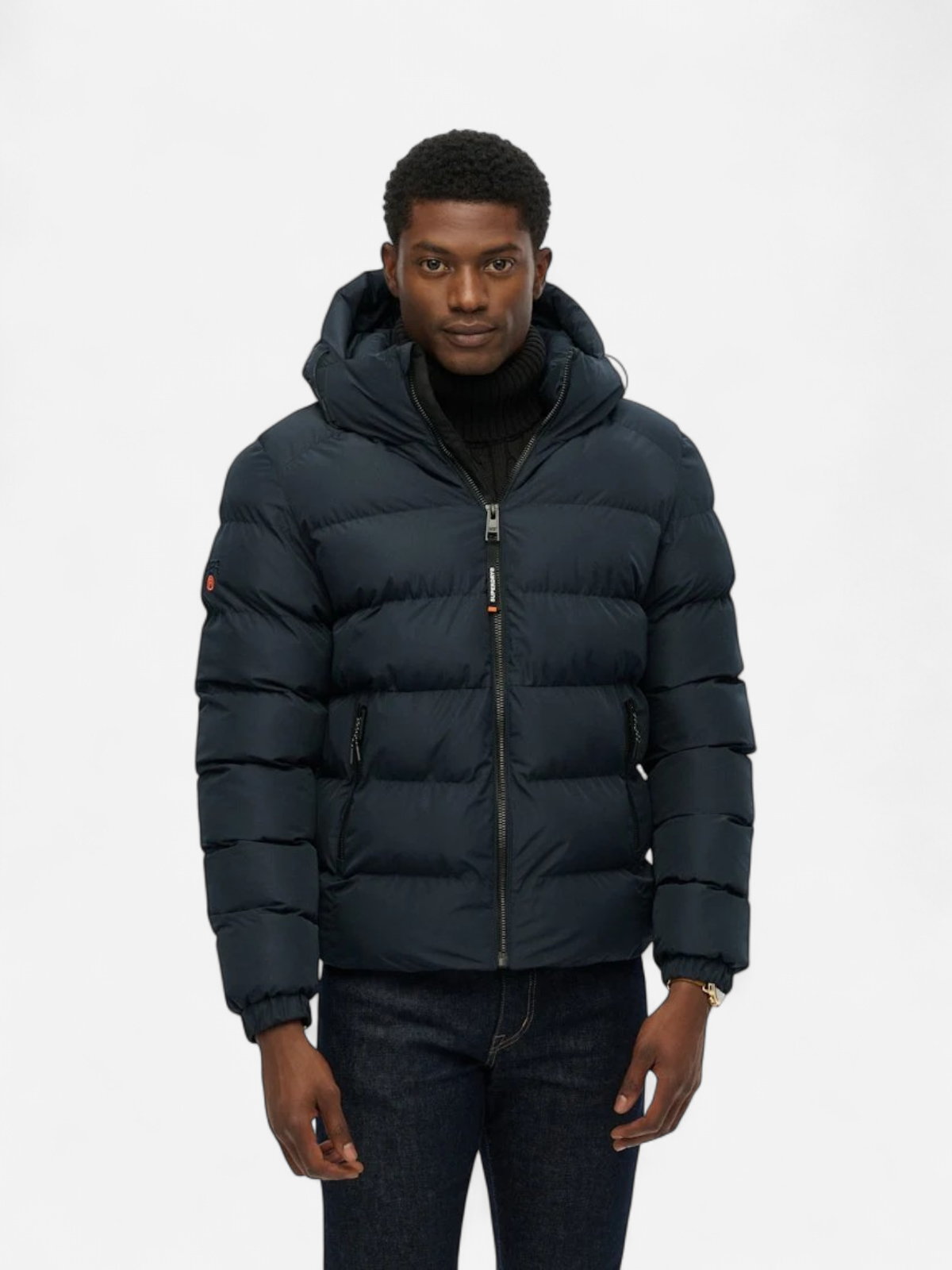 Superdry miesten toppatakki Hooded Sports Puffer Jacket, Eclipse Navy - Kekäle.fi