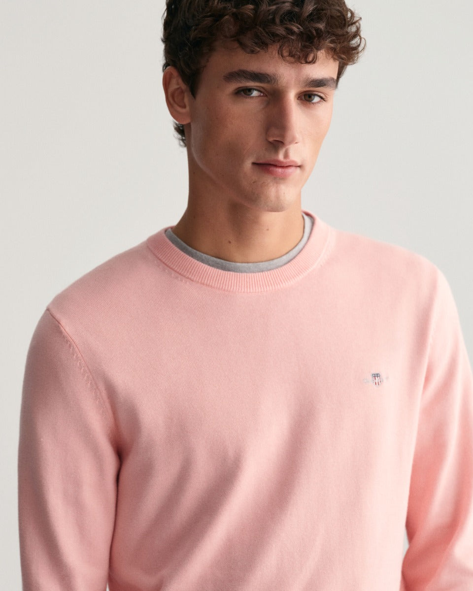 Gant Miesten Neulepusero, CLASSIC COTTON C-NECK Pinkki