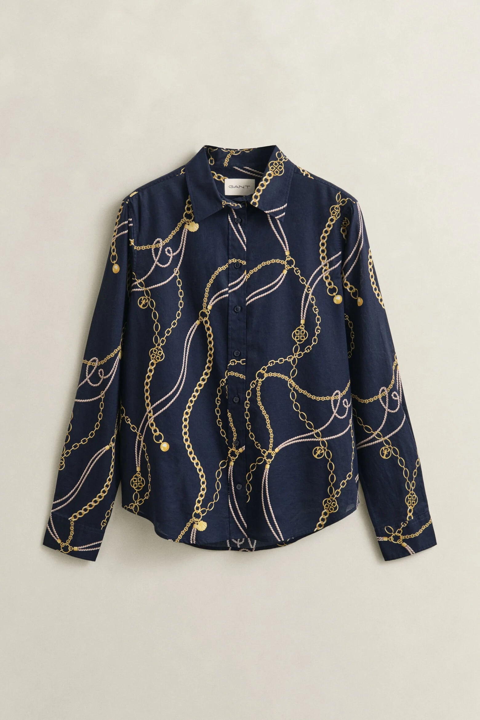 Gant naisten paitapusero Reg Printed CTN Voile Shirt, sininen kuosi