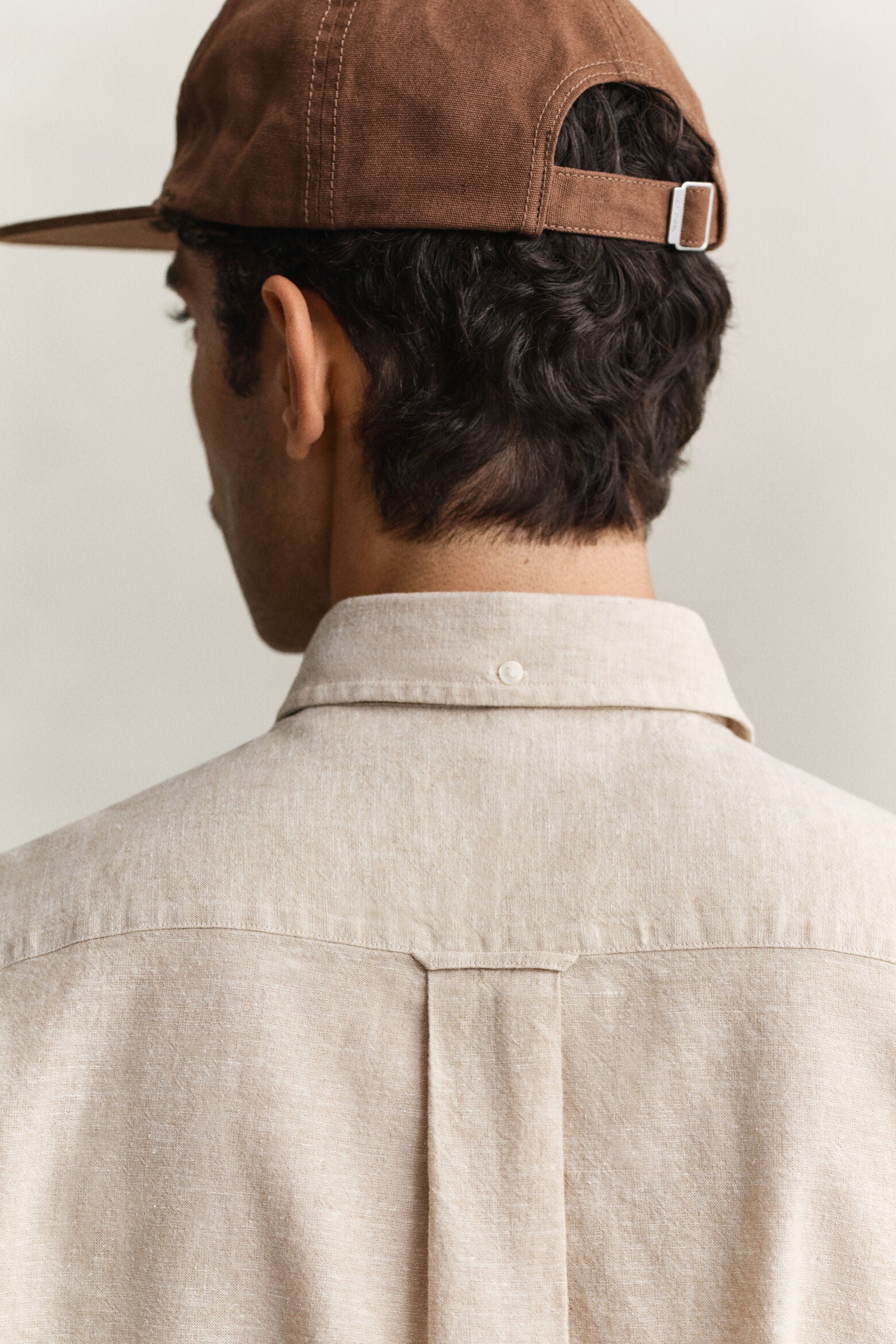 Gant miesten lyhythihainen kauluspaita Regular Cotton Linen Shirt, beige