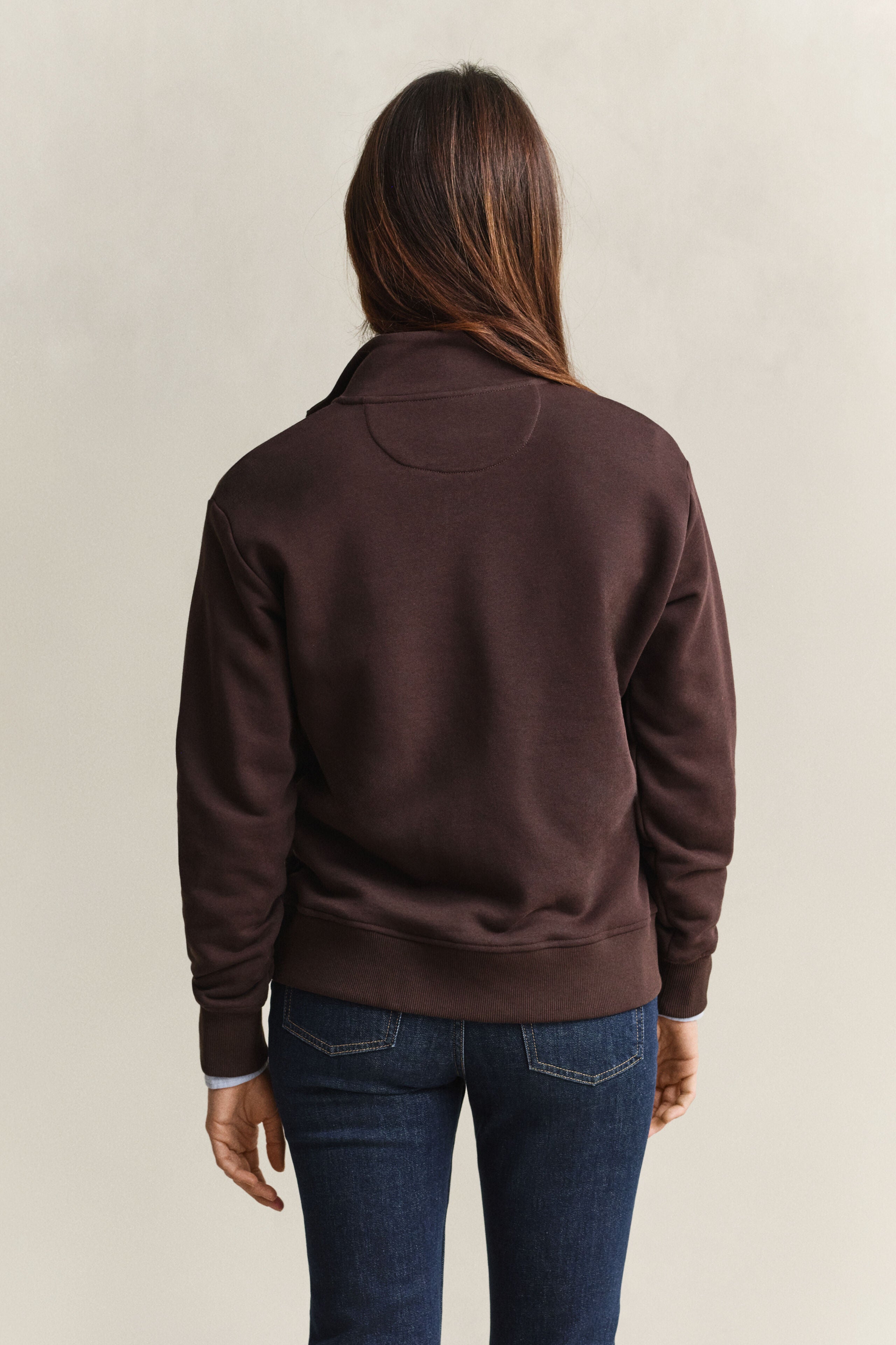 Gant naisten collegepaita Shield Half-Zip, tummanruskea