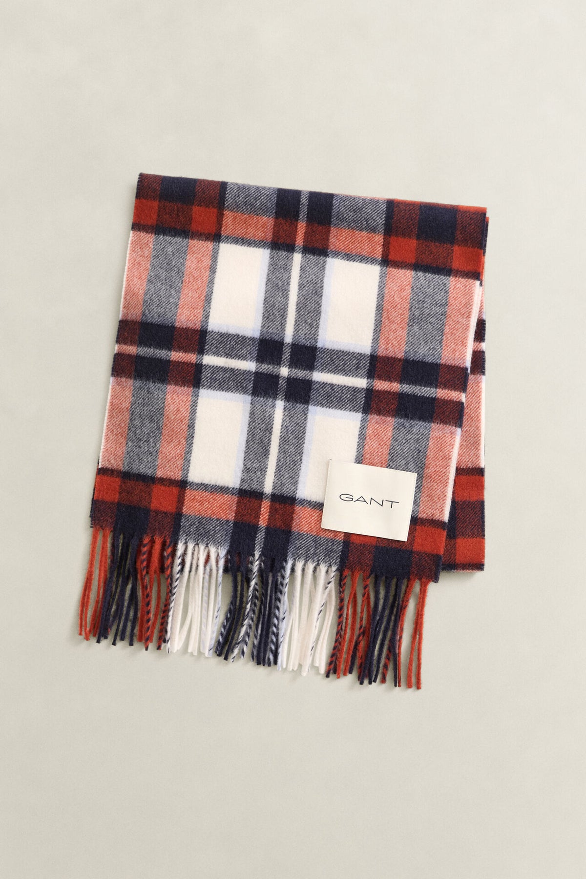 Gant miesten huivi Checked Wool Scarf, Cream