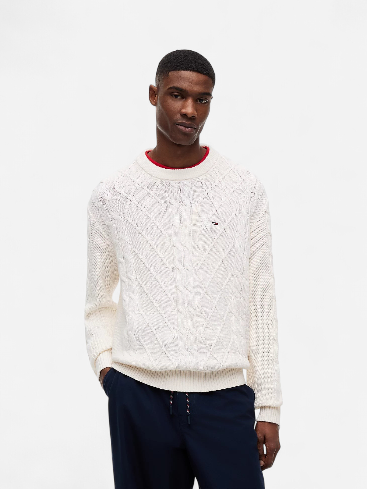 TJM REG CABLE KNIT SWEATER LUONNONVALKOINEN - Kekäle.fi