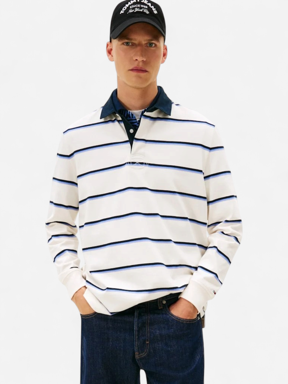 Tommy Jeans miesten paita TJM RLX WOVEN LABEL RUGBY, valkoinen - Kekäle.fi