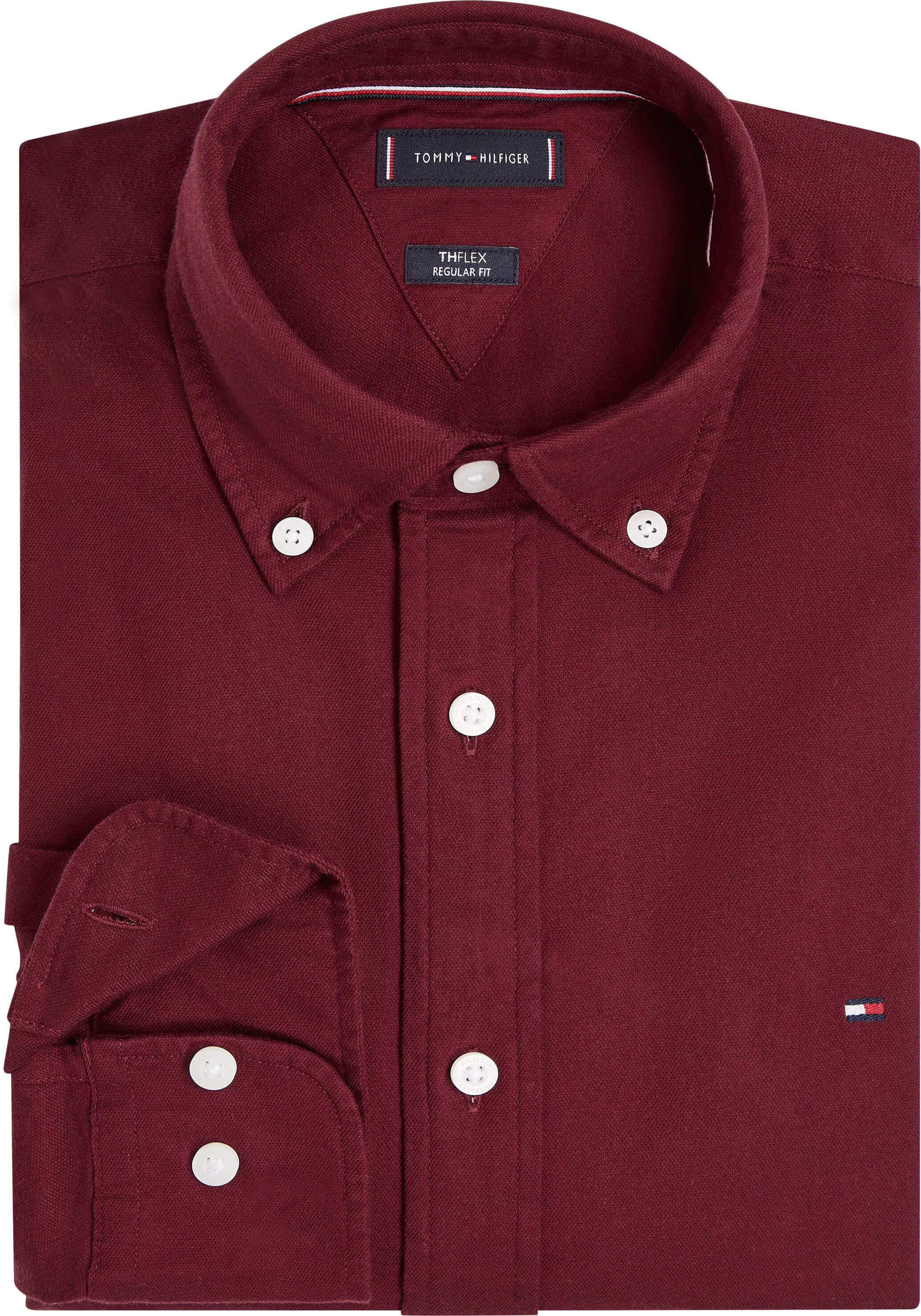 tommy-hilfiger-miesten-kauluspaita-flex-brushed-solid-rf-shirt-viininpunainen-3