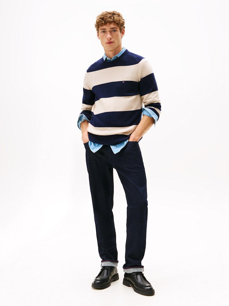 tommy-hilfiger-miesten-neulepusero-clambswool-crew-neck-tummansininen-raita-3