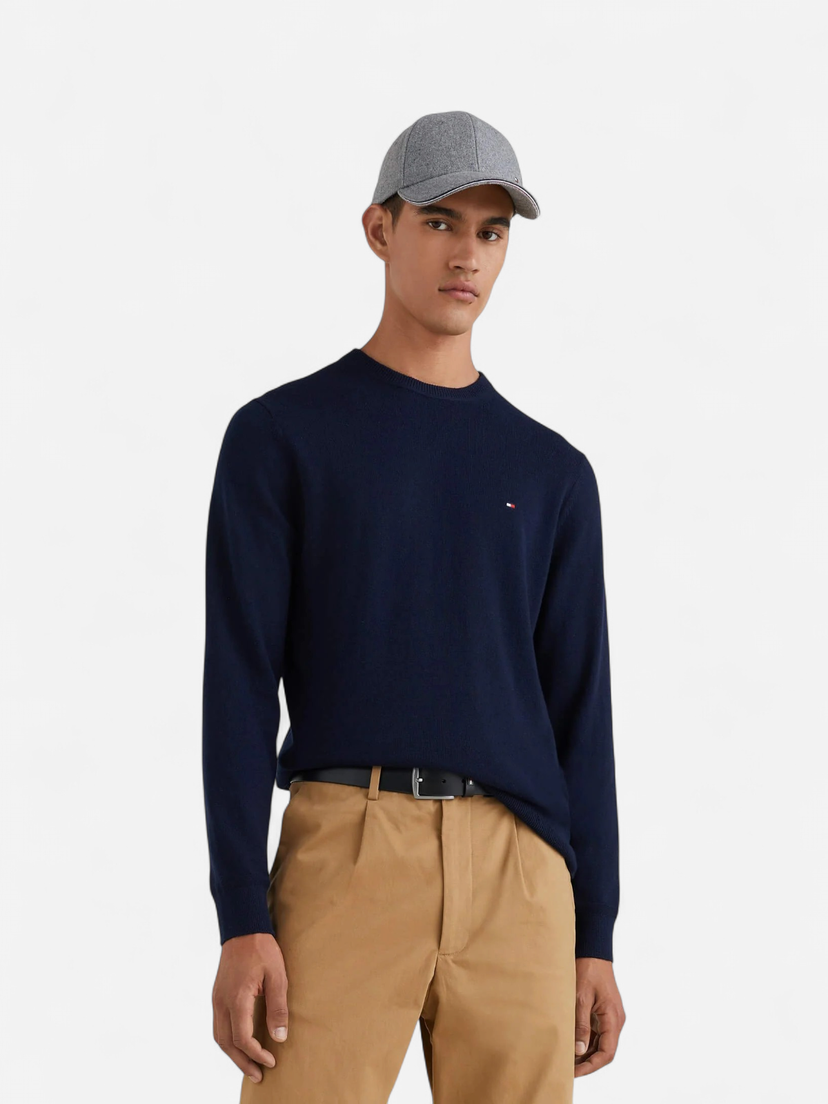 Tommy Hilfiger Miesten Neulepusero, PIMA ORG CTN CASHMERE CREW Tummansininen - Kekäle.fi