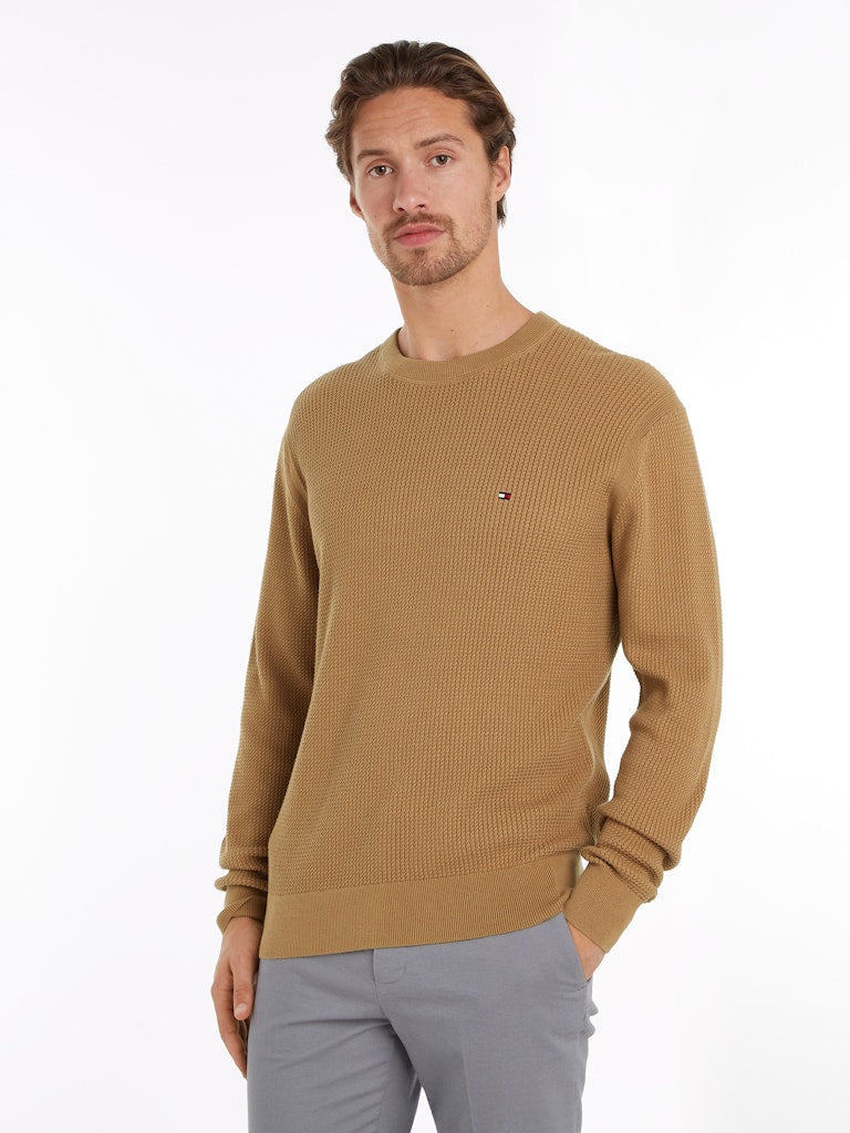 tommy-hilfiger-miesten-neulepusero-structure-crew-nk-beige-1