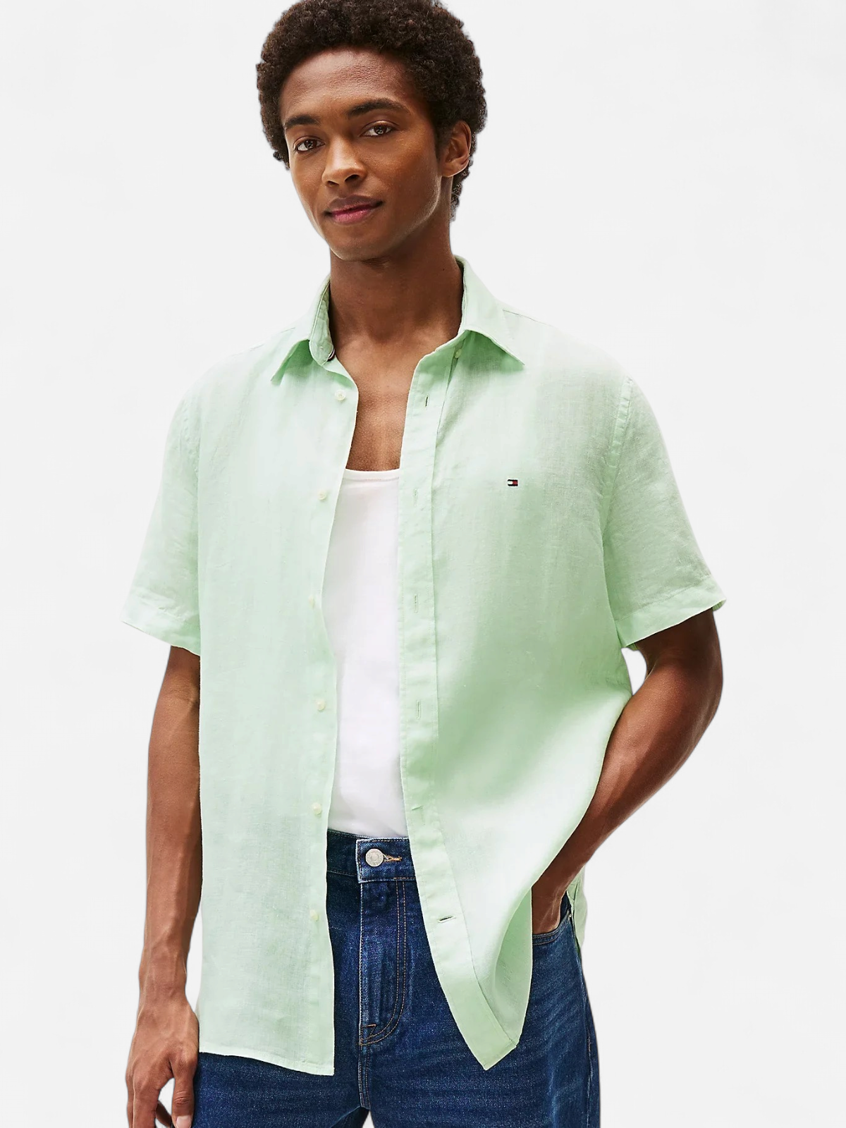 Tommy Hilfiger miesten paita, PIGMENT DYED LINEN RF SS Mintunvihreä - Kekäle.fi