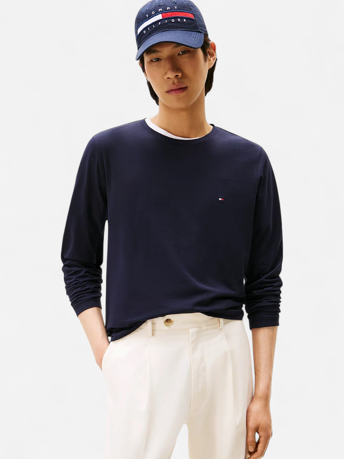 Tommy Hilfiger miesten paita, STRECH SLIM FIT LONG SLEEVE TEE Tummansininen - Kekäle.fi