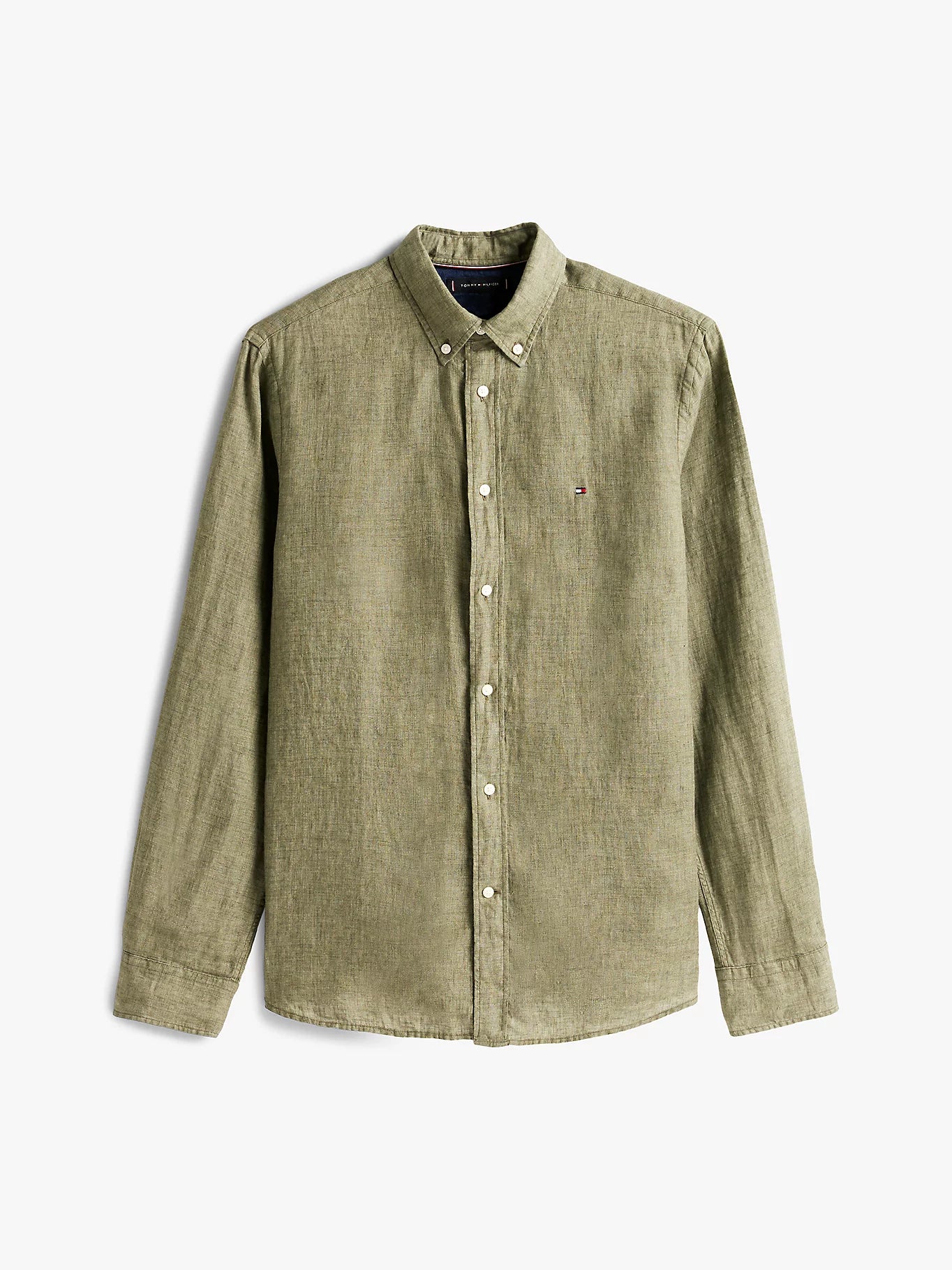 tommy-hilfiger-miesten-pellavapaita-pigment-dyed-linen-solid-tummanvihrea-3