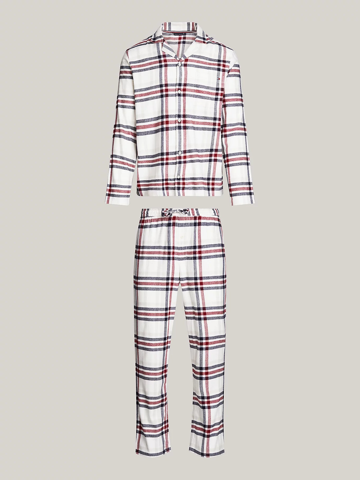 tommy-hilfiger-miesten-pyjamasetti-ls-flannel-pj-shirt-set-punainen-ruutu-3