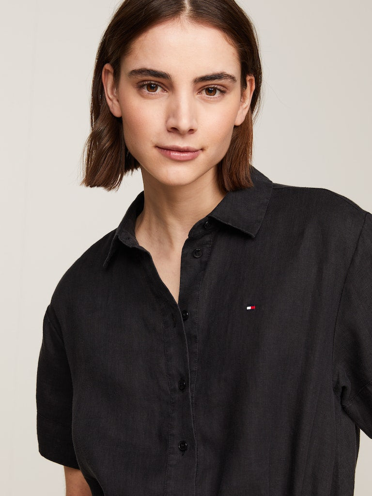 tommy-hilfiger-naisten-mekko-linen-ss-midi-shirt-dress-musta-3
