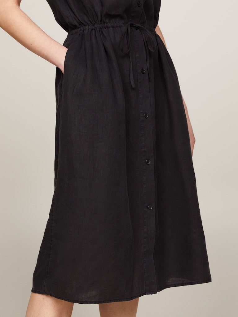 tommy-hilfiger-naisten-mekko-linen-ss-midi-shirt-dress-musta-4
