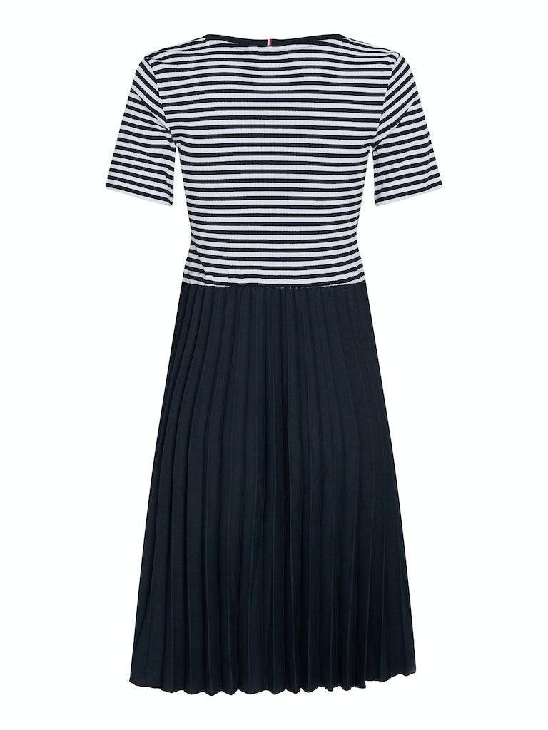 tommy-hilfiger-naisten-mekko-rib-cnk-pleated-knee-dress-raidallinen-sininen-4