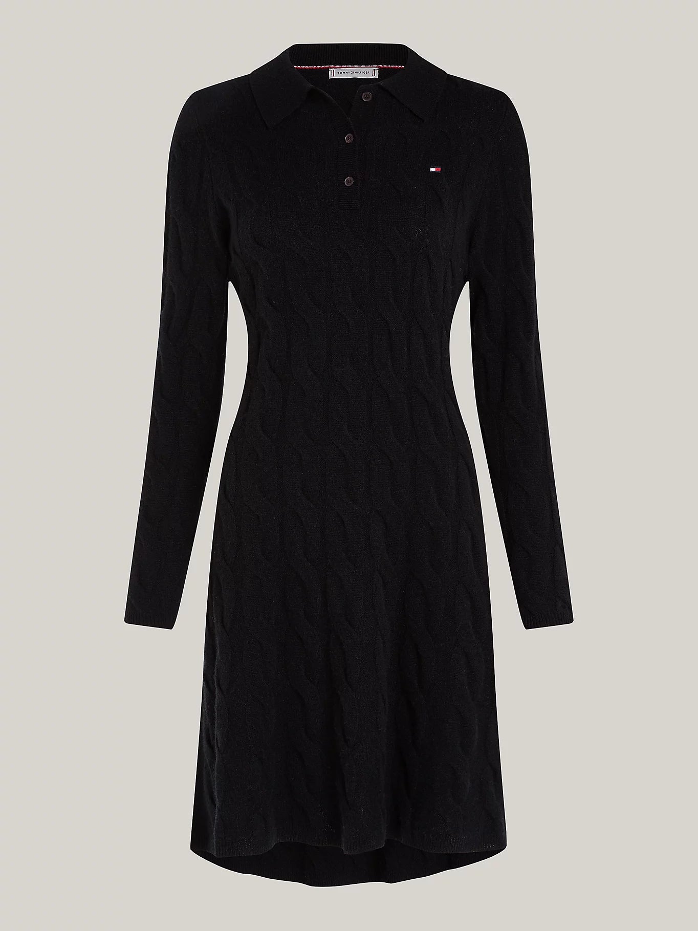 tommy-hilfiger-naisten-neulemekko-soft-wool-cable-polo-dress-musta-3
