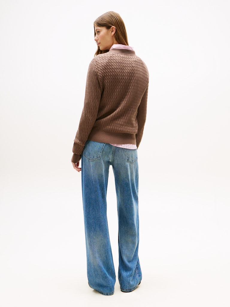tommy-hilfiger-naisten-neulepusero-co-cable-c-nk-ls-sweater-tummanruskea-4
