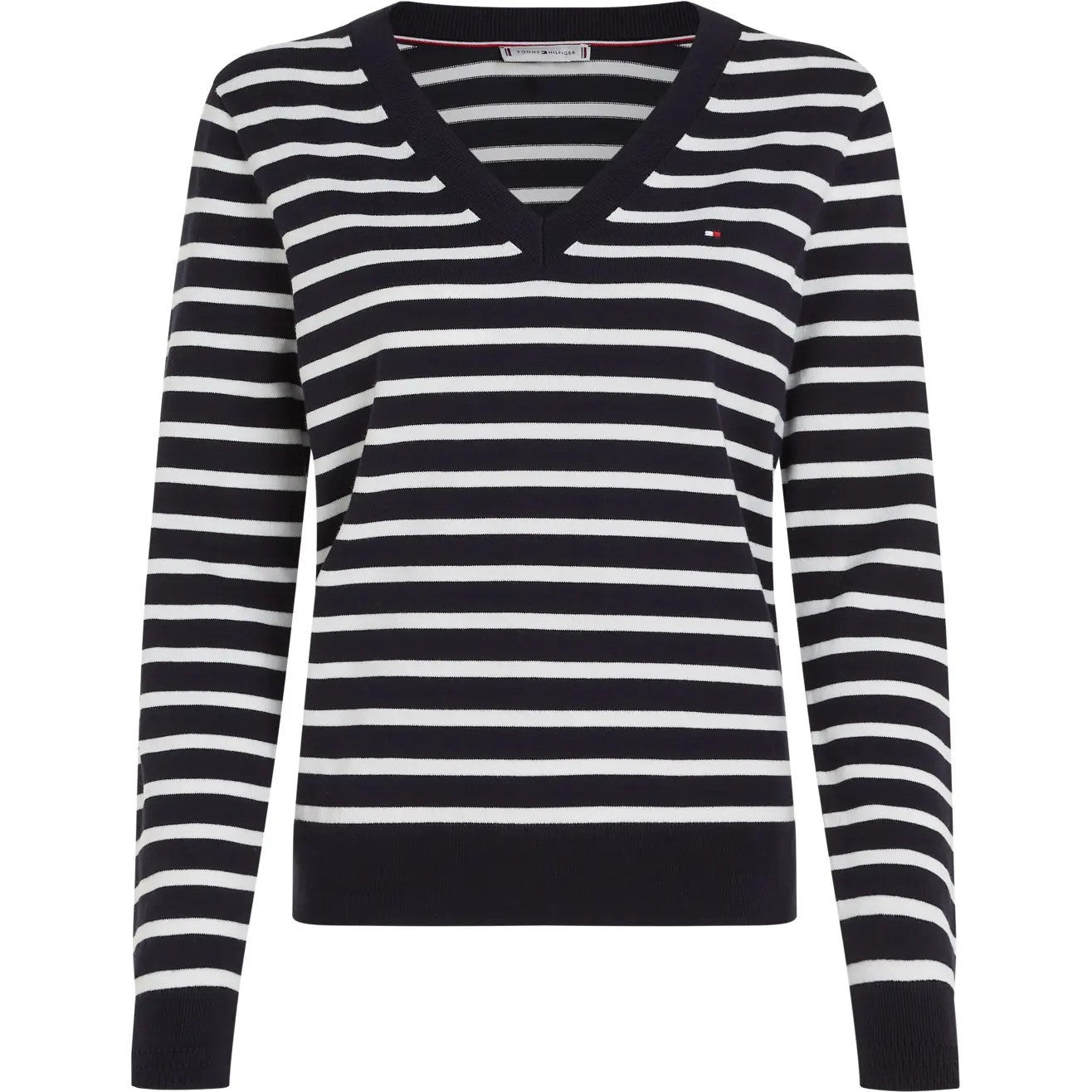 tommy-hilfiger-naisten-paita-co-jersey-stitch-v-nk-sweater-raidallinen-sininen-1