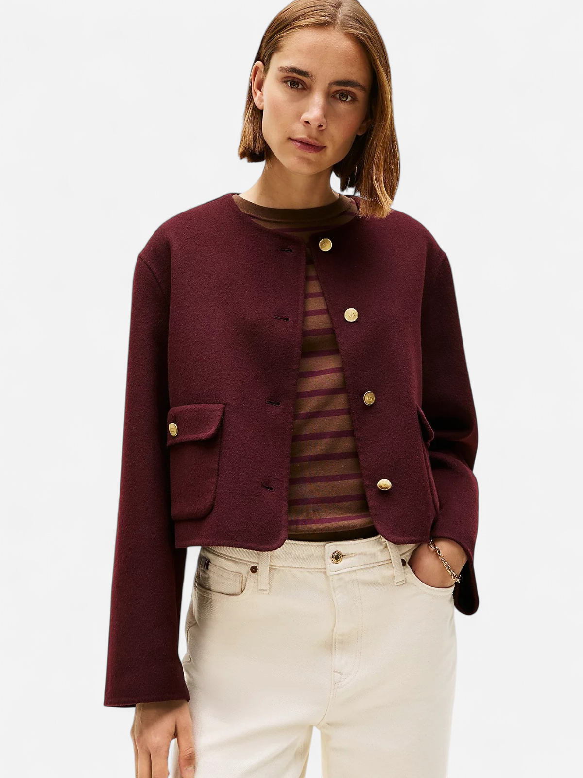Tommy Hilfiger naisten takki, DF WOOL BLEND REG LADY JACKET Viininpunainen - Kekäle.fi