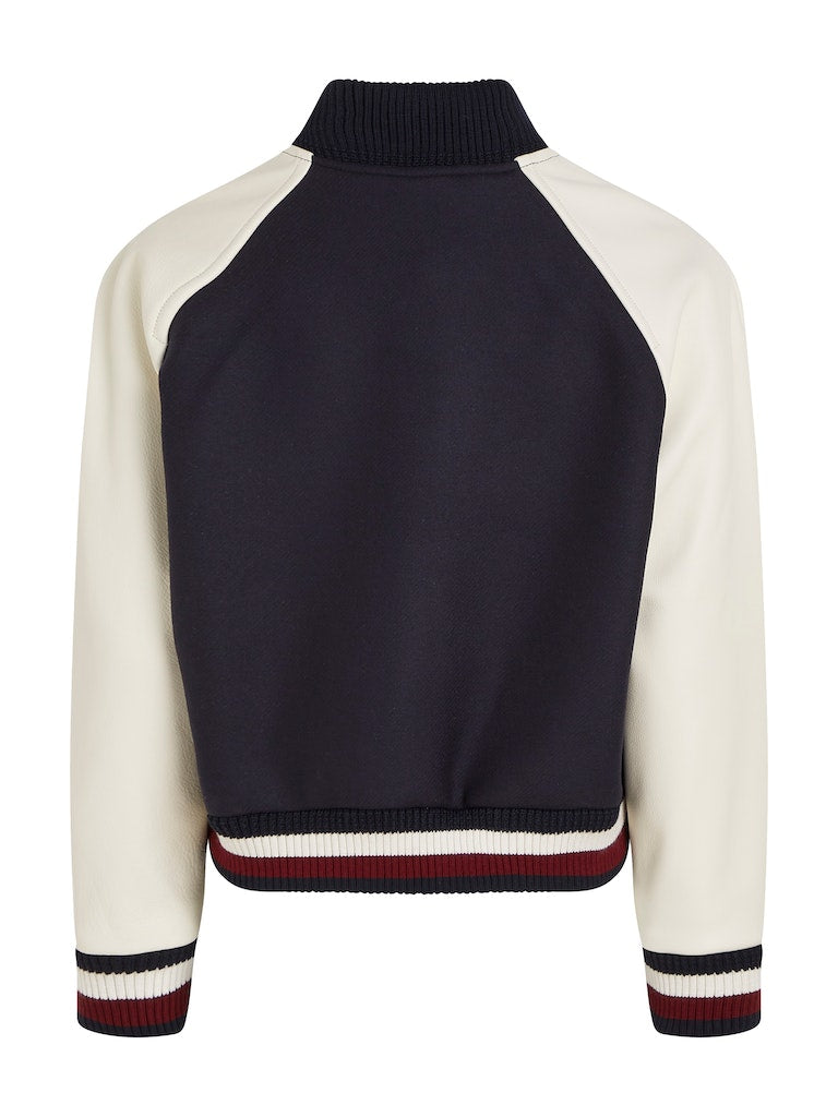 Tommy Hilfiger naisten takki, IMD LEATHER WOOL BLEND BOMBER MUSTAVALKOINEN