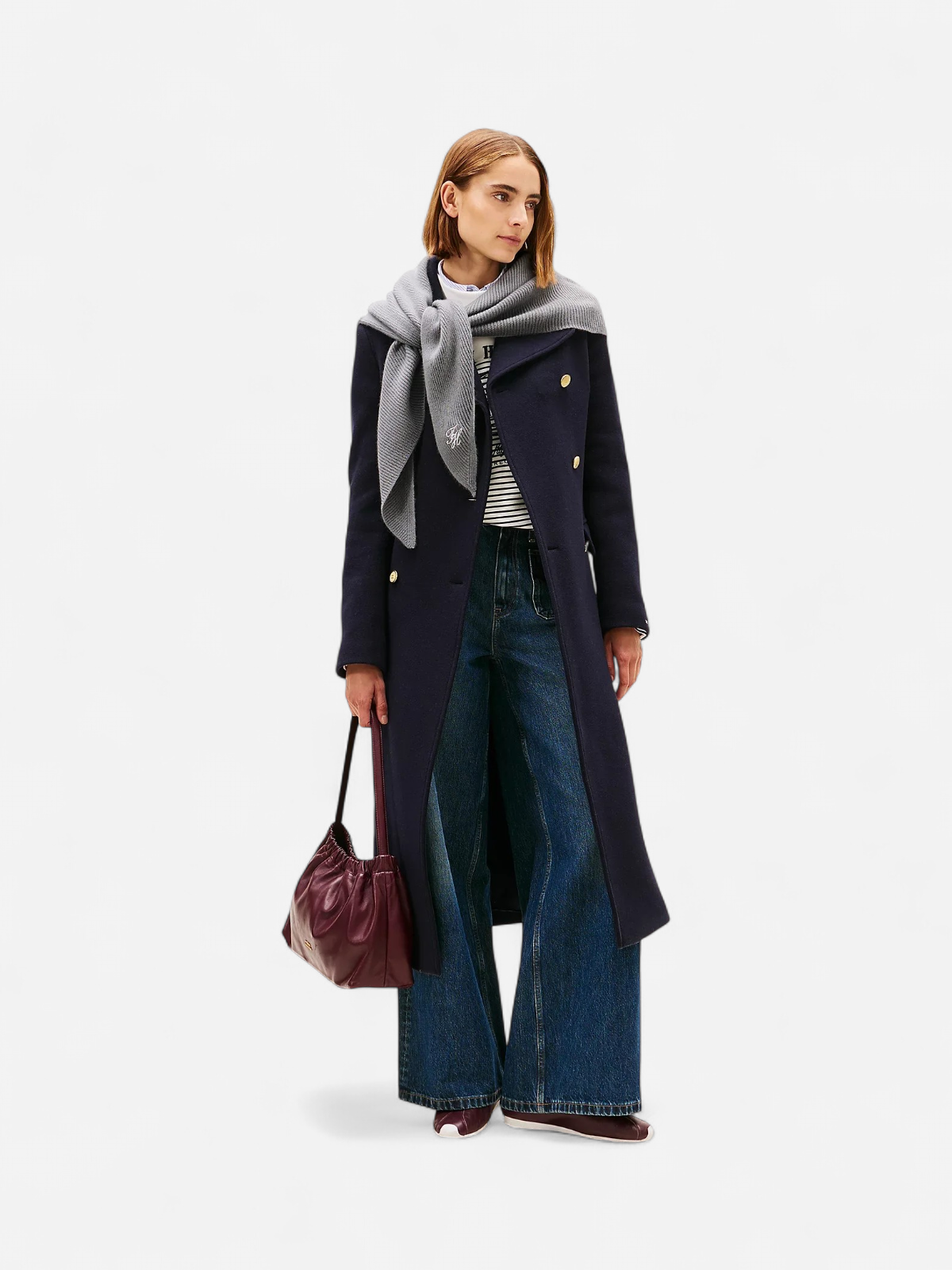 Tommy Hilfiger naisten huivi TOMMY SCRIPT CASH TRIANGLE SCARF, vaaleanharmaa - Kekäle.fi