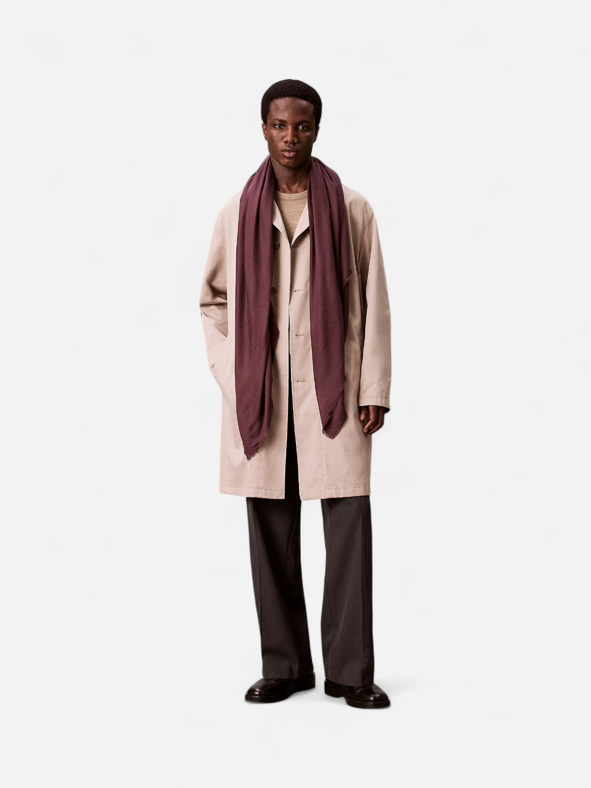 Calvin Klein Accessories huivi TONAL AOP MODAL LW SQUARE SCARF, viininpunainen - Kekäle.fi