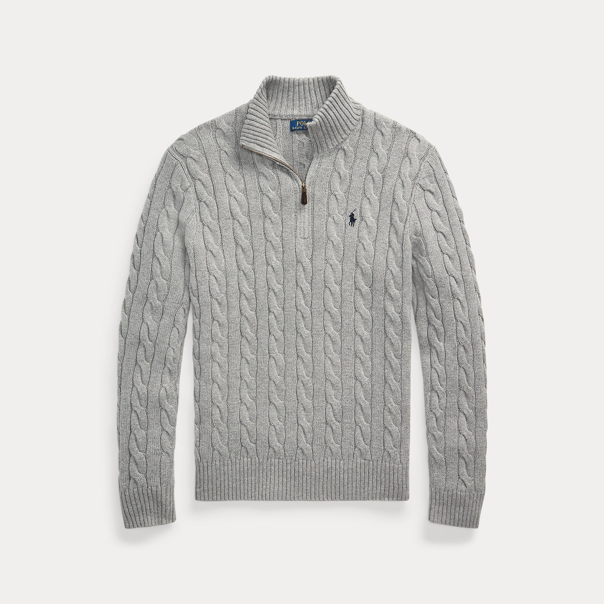 Polo Ralph Lauren miesten neulepusero Cotton Cable LS Driver Half Zip Pullover,  harmaa