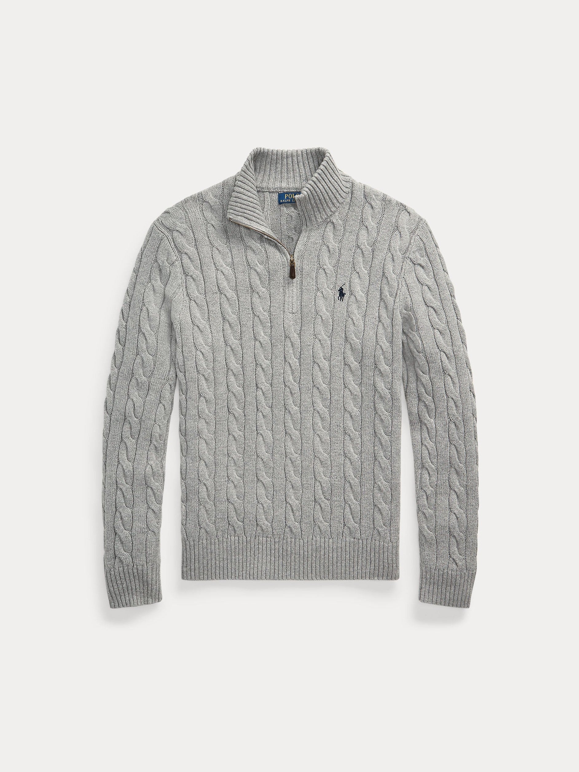 Polo Ralph Lauren miesten neulepusero Cotton Cable LS Driver Half Zip Pullover, harmaa