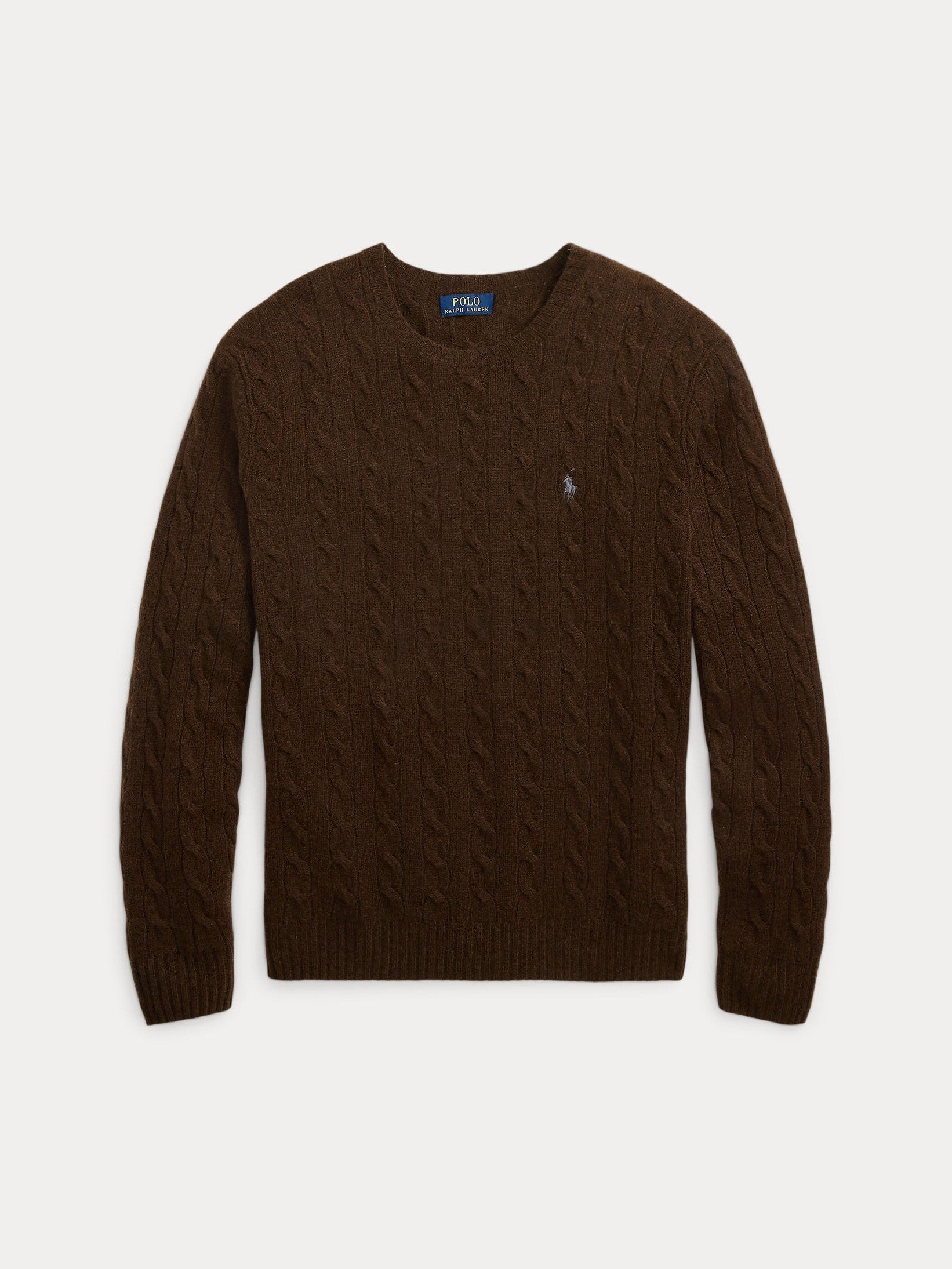 Polo Ralph Lauren miesten neulepusero LSCABLECNPP LONG SLEEVE PULLOVER, tummanruskea