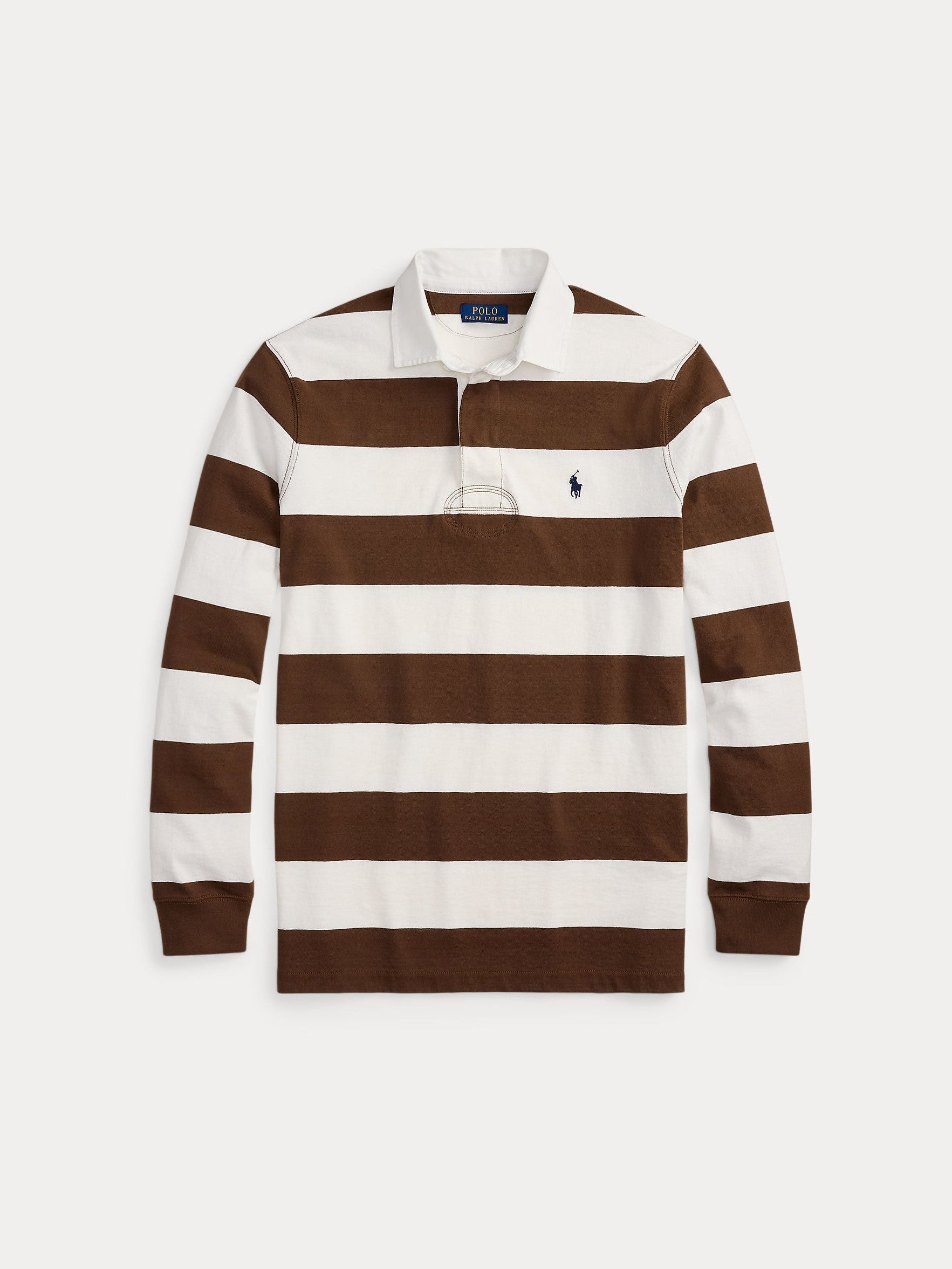 Polo Ralph Lauren miesten pikeepaita Big Fit Striped Jersey Rugby Shirt, ruskea