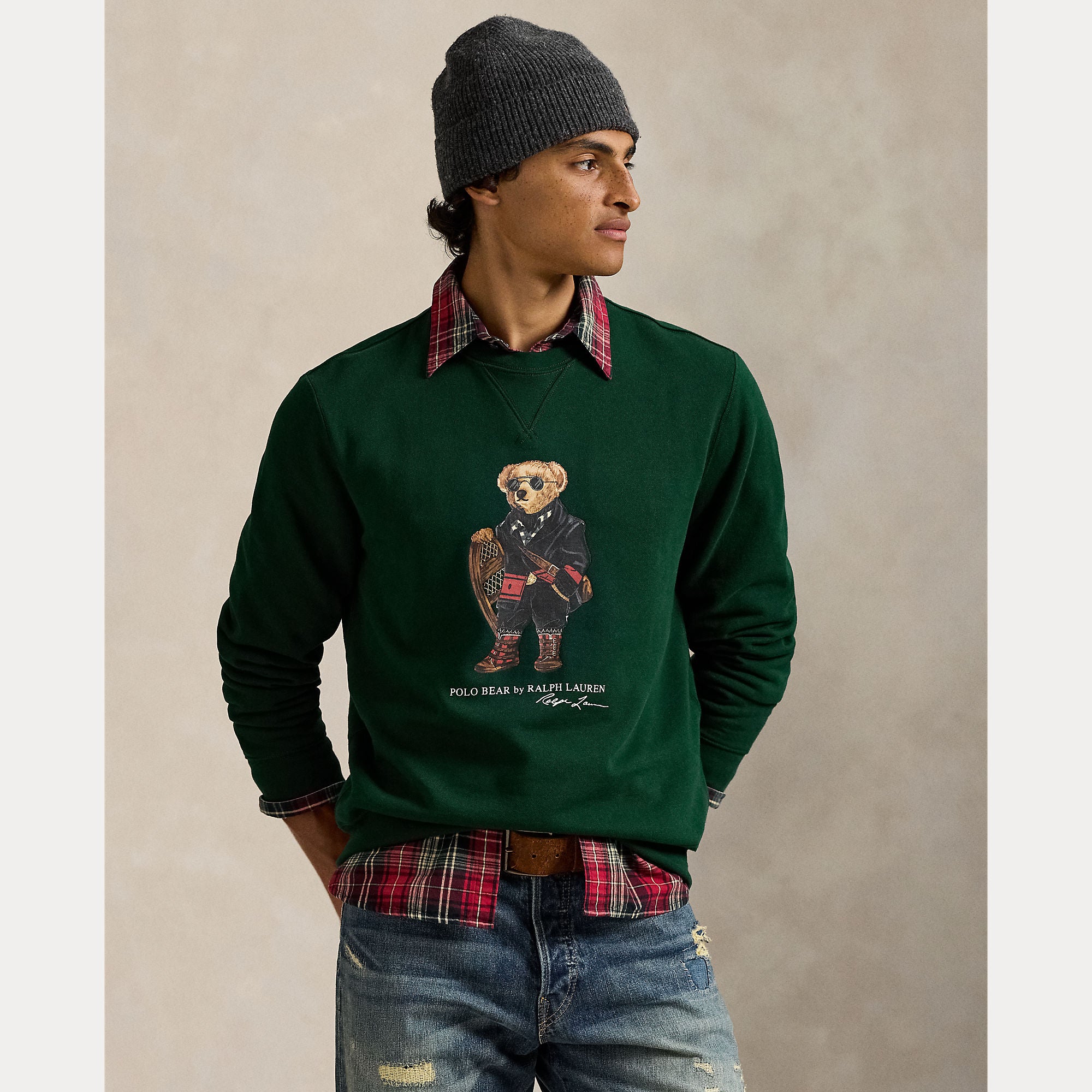 Polo Ralph Lauren miesten collegepaita Long Sleeve Polo Bear Fleece Sweatshirt, tummanvihreä