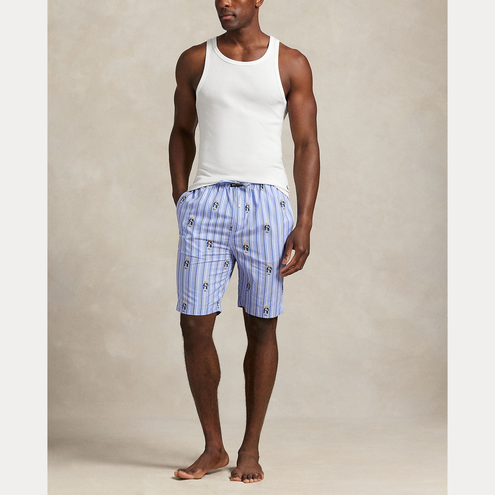 Polo Ralph Lauren miesten pyjamahousut K Sleep Short Sleep Bottom, raidallinen sininen