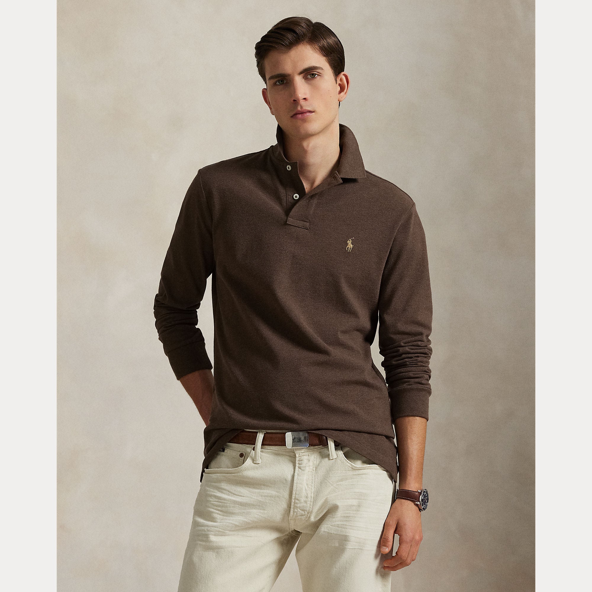 Polo Ralph Lauren Miehet Neulepusero Long Sleeve Knit, Tummanruskea