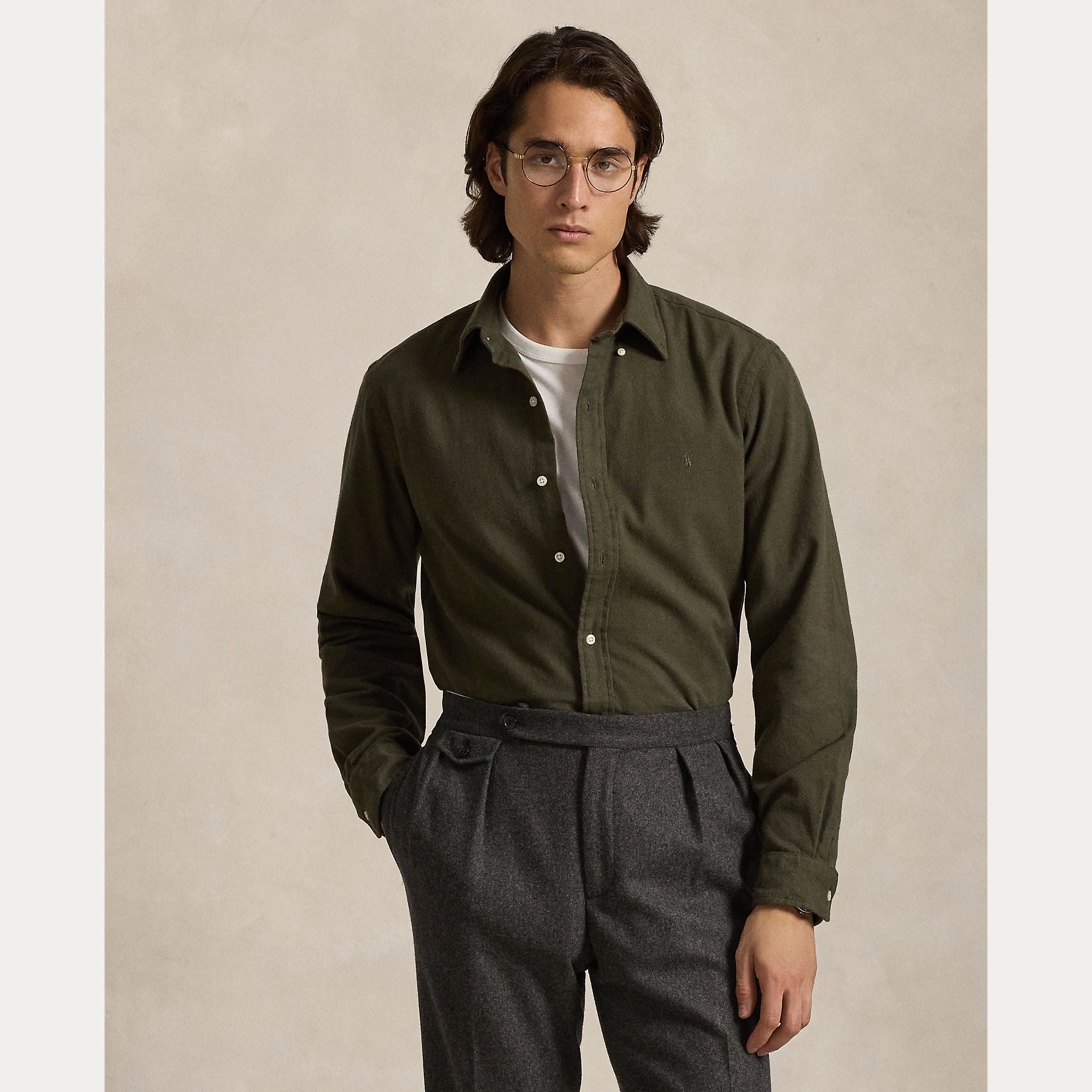 Polo Ralph Lauren miesten kauluspaita Long Sleeve Sport Shirt, tummanvihreä