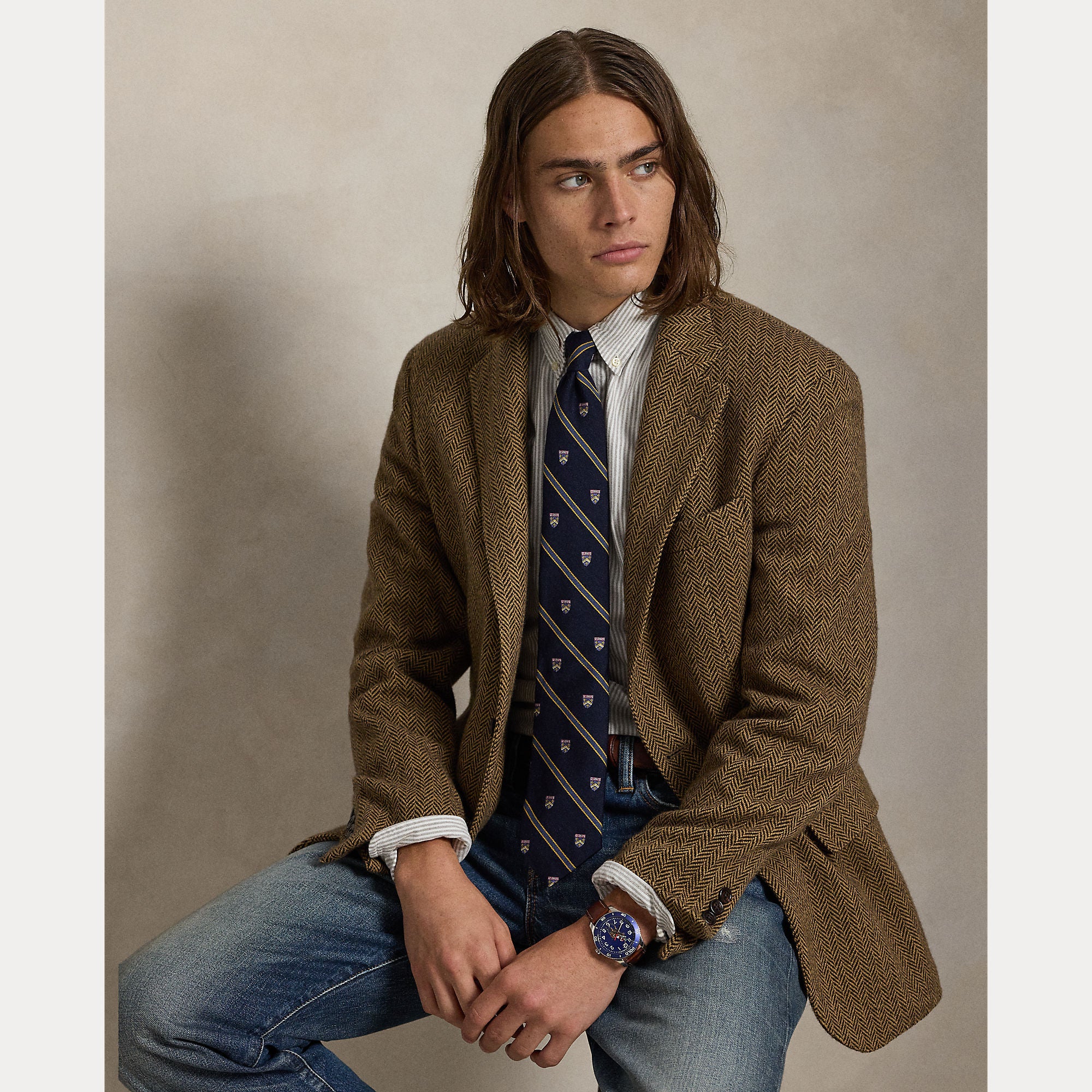 Polo Ralph Lauren miesten kauluspaita Long Sleeve Sport Shirt, vaaleanruskea