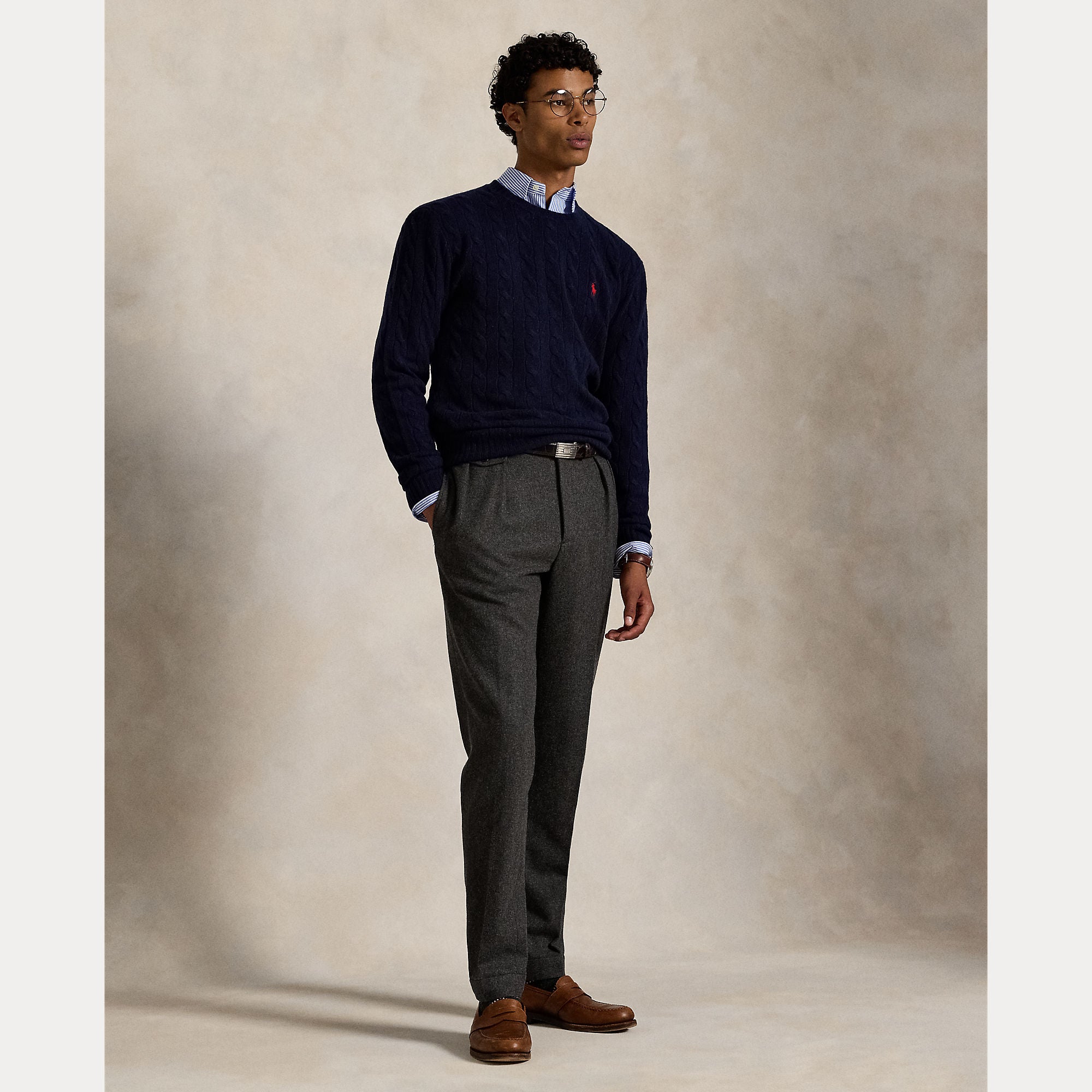 Polo Ralph Lauren miesten neulepusero LSCABLECNPP LONG SLEEVE PULLOVER, tummansininen