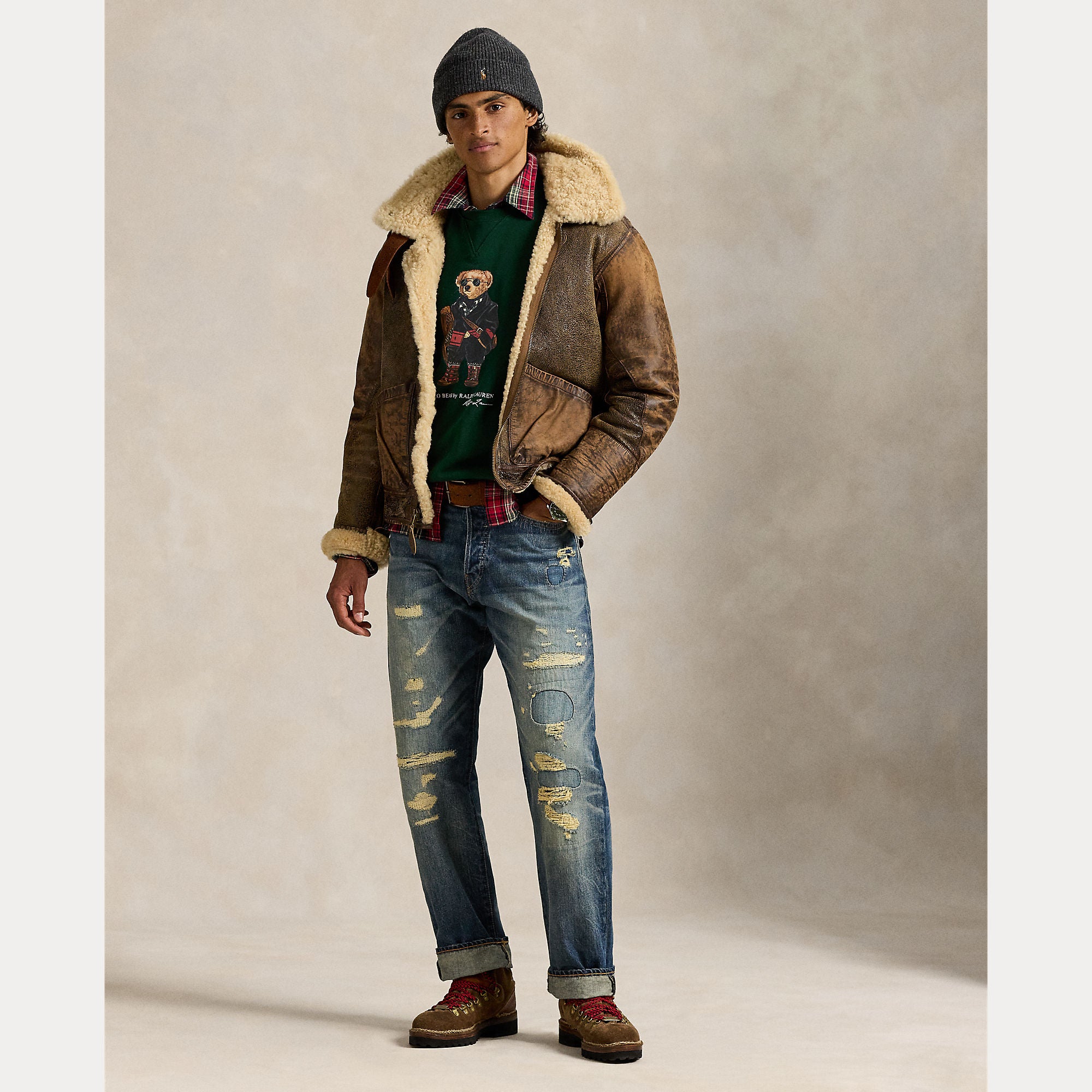 Polo Ralph Lauren miesten collegepaita Long Sleeve Polo Bear Fleece Sweatshirt, tummanvihreä