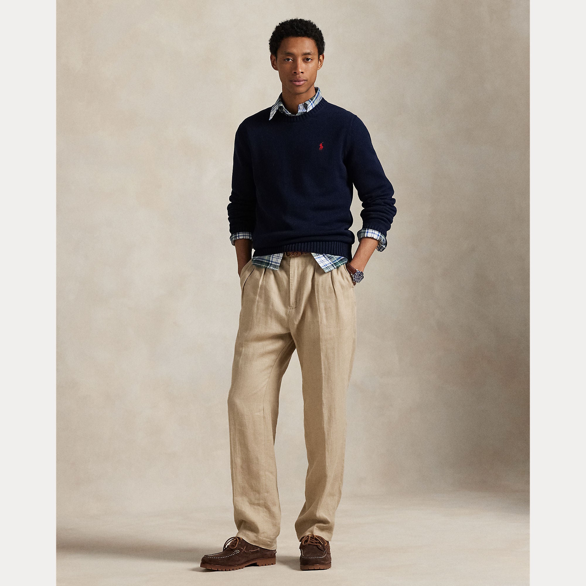 Polo Ralph Lauren Miesten Neulepusero EMBROIDERED LOGO KNITTED JUMPER, tummansininen