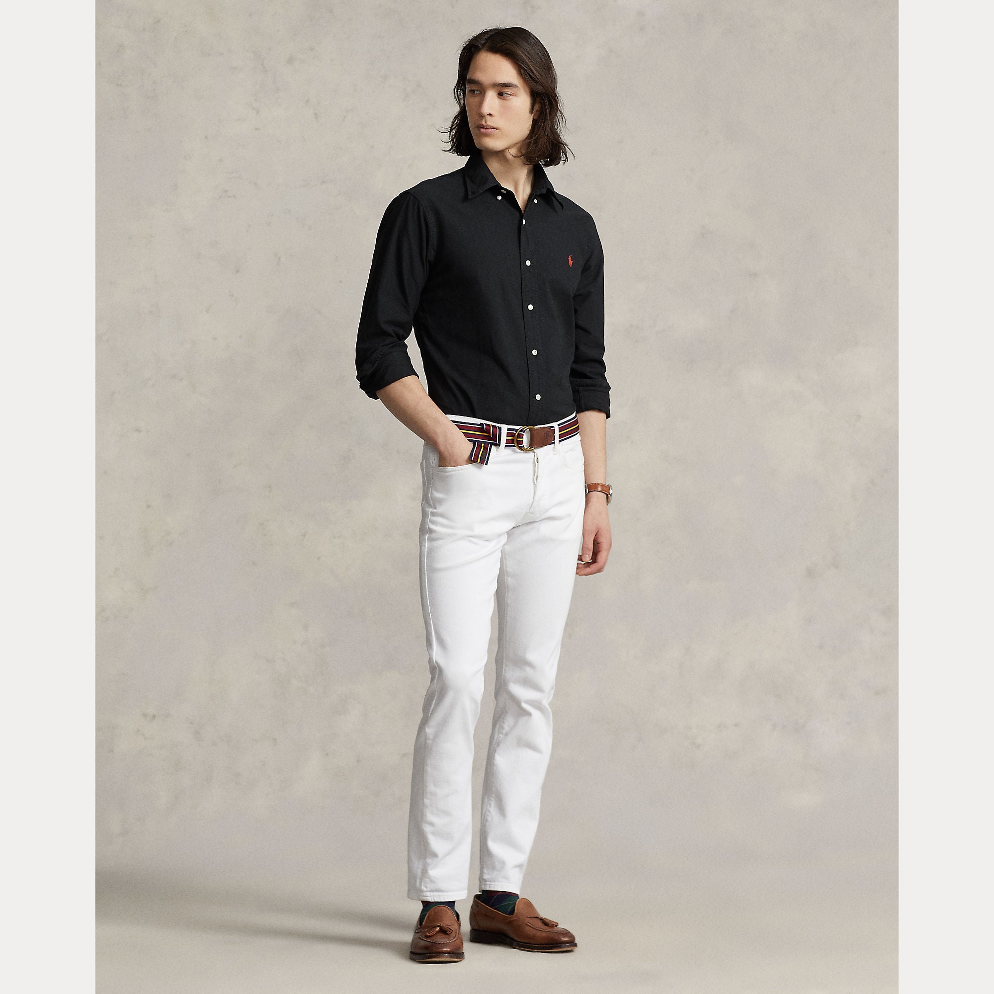 Polo Ralph Lauren miesten kauluspaita Custom Fit Carment-dyed Oxford Shirt, musta