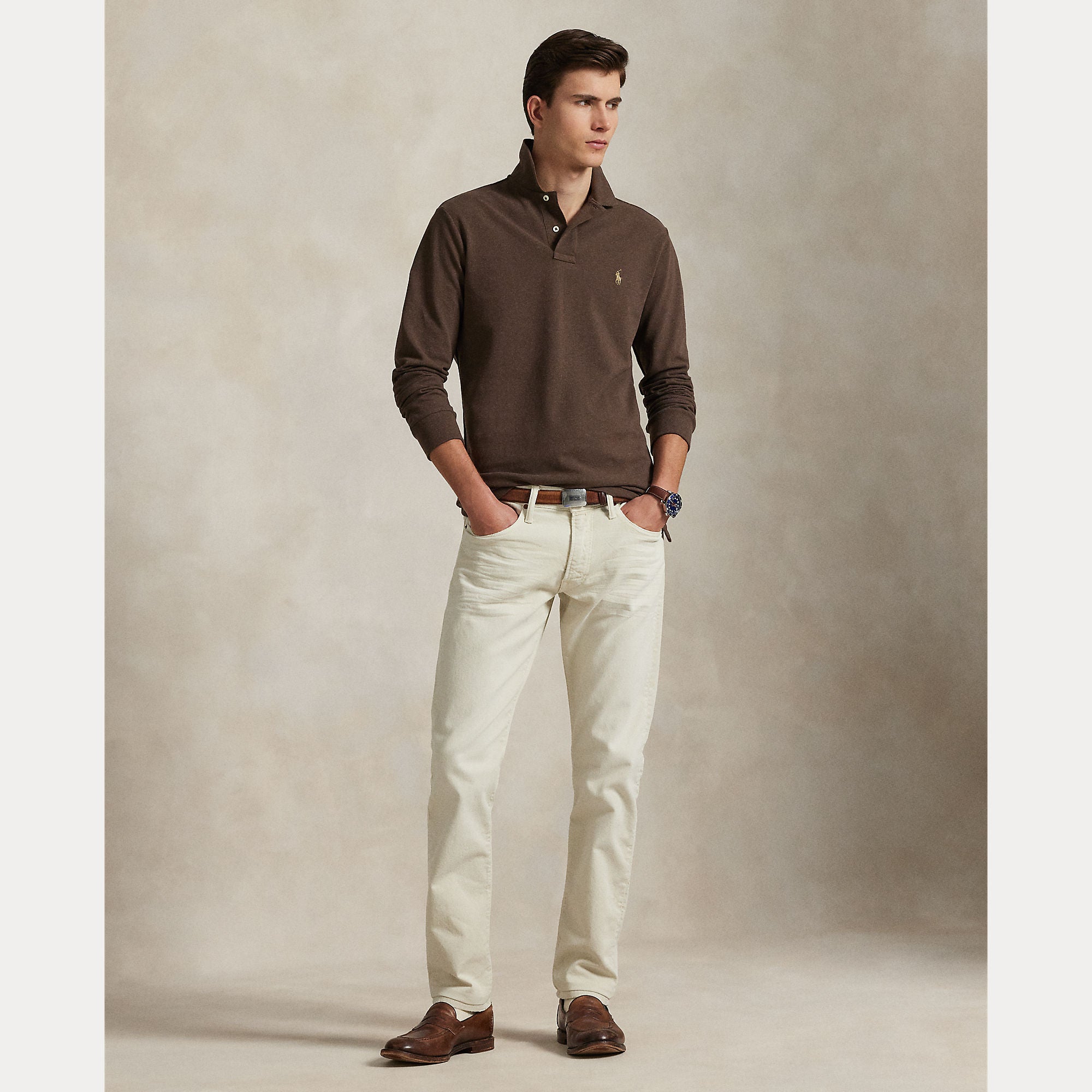 Polo Ralph Lauren Miehet Neulepusero Long Sleeve Knit, Tummanruskea