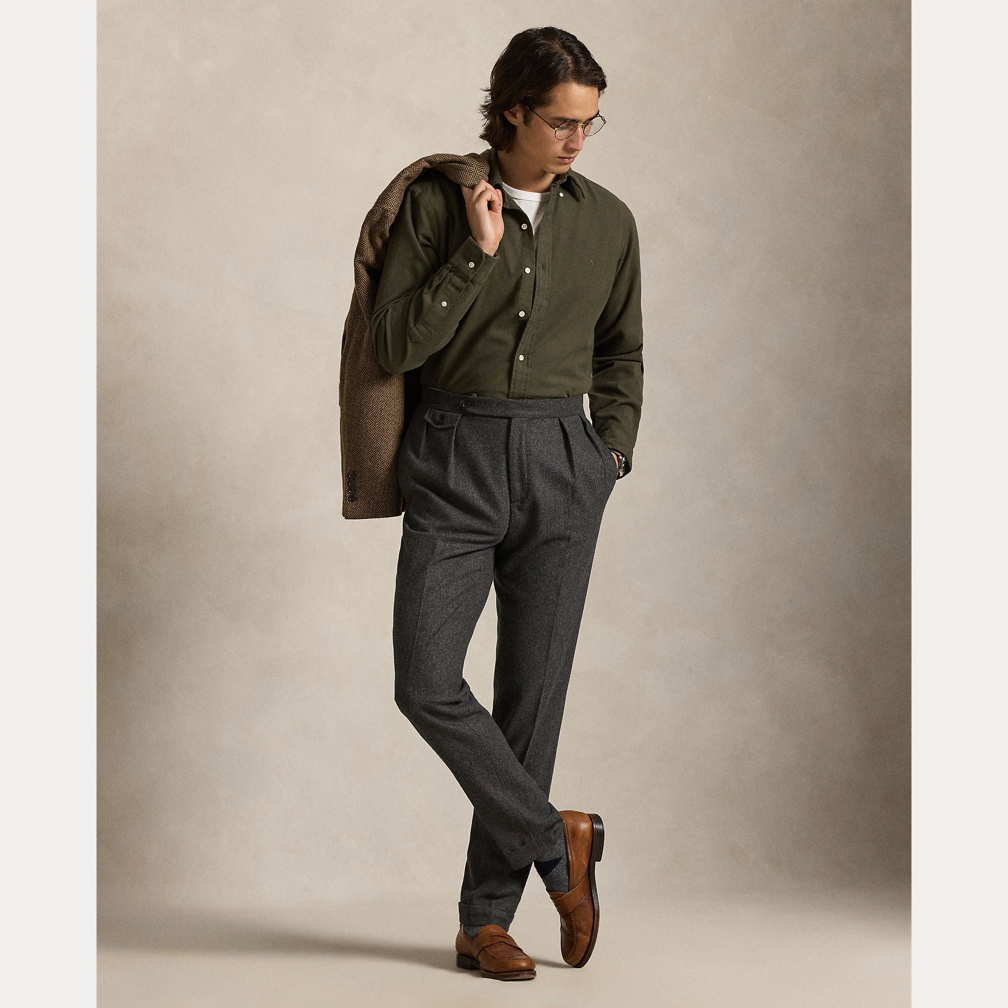 Polo Ralph Lauren miesten kauluspaita Long Sleeve Sport Shirt, tummanvihreä