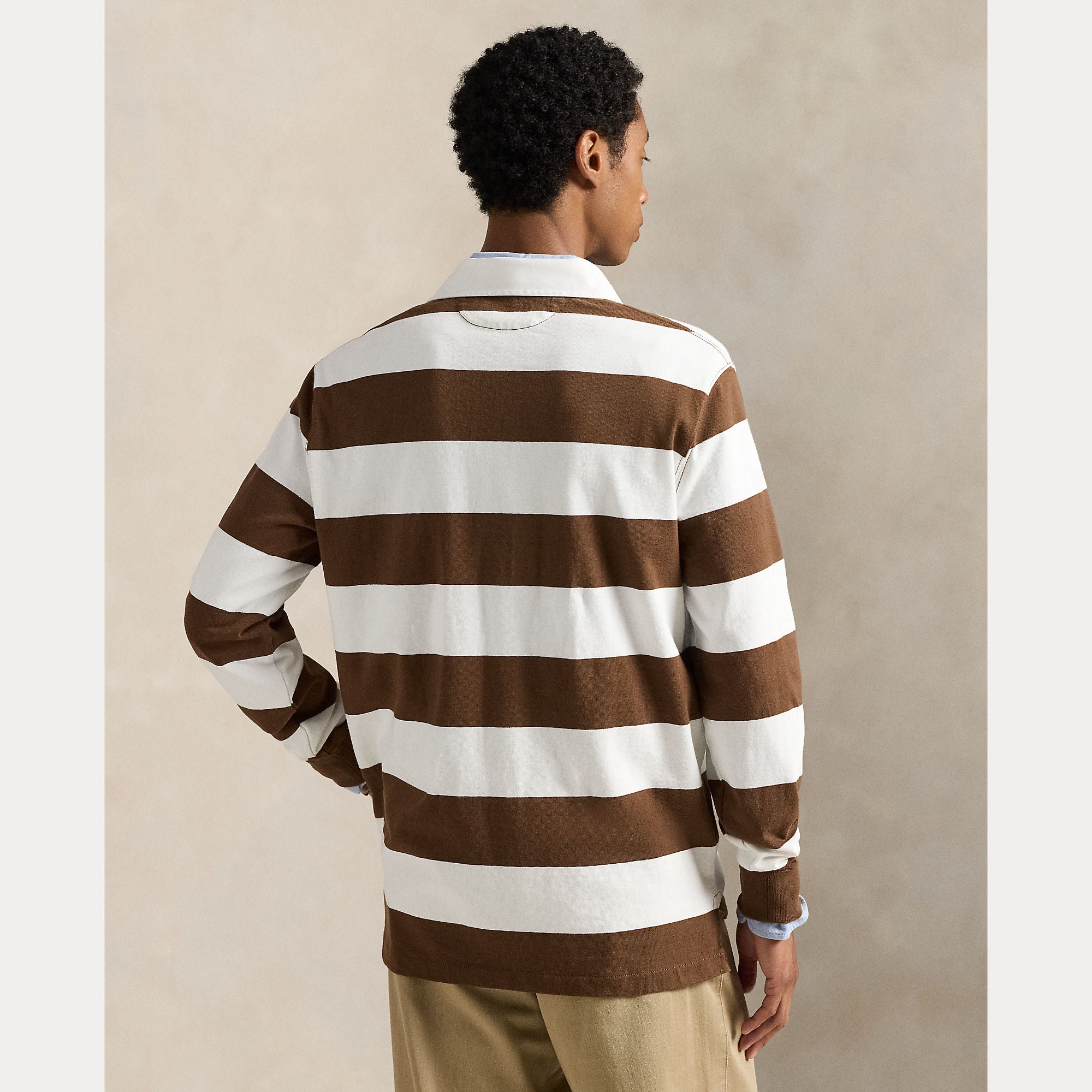 Polo Ralph Lauren miesten pikeepaita Big Fit Striped Jersey Rugby Shirt, ruskea