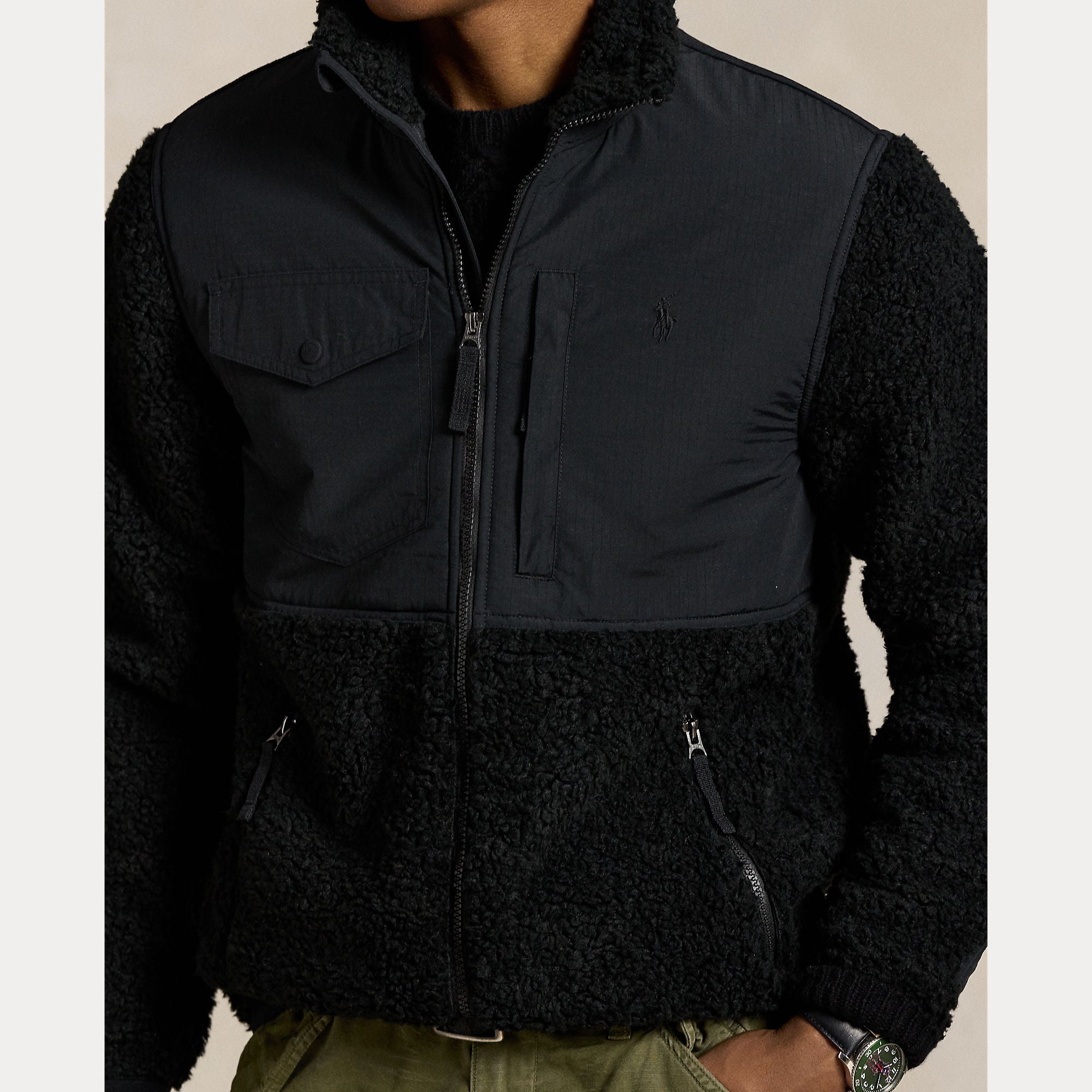 Polo Ralph Lauren miesten teddytakki Long Sleeve Full Zip, musta