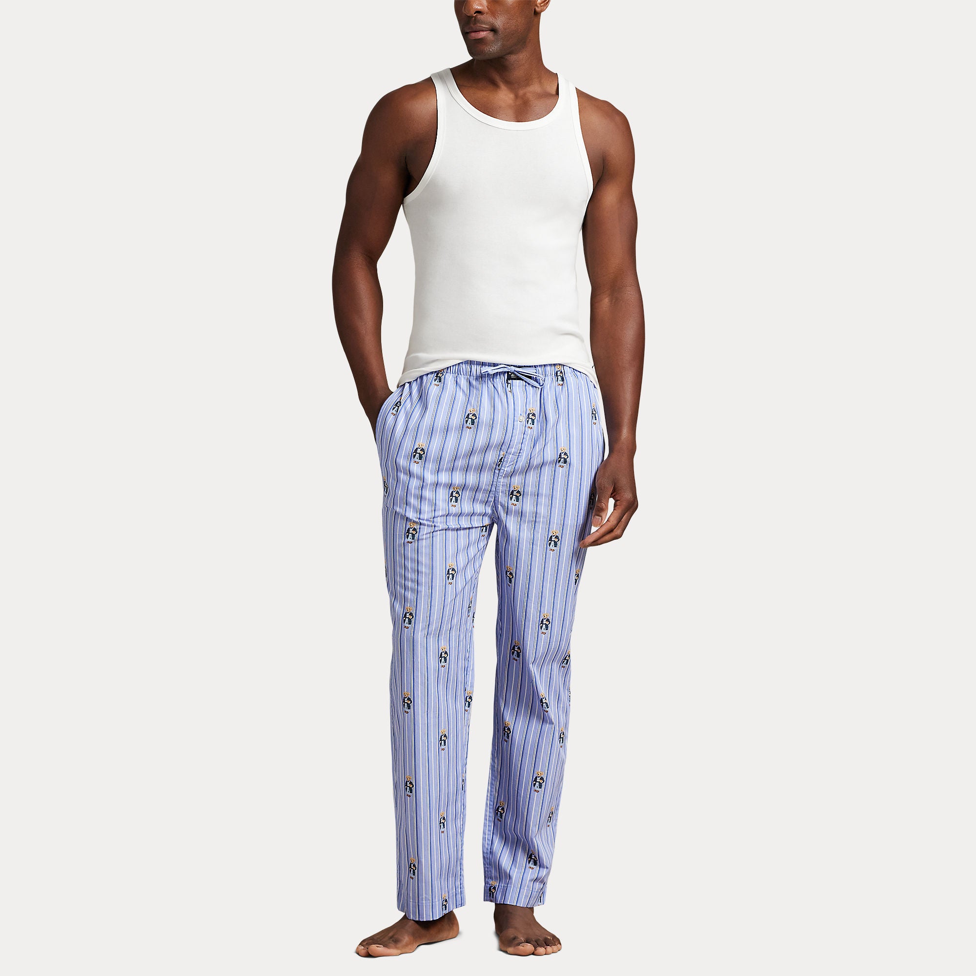 Polo Ralph Lauren miesten pyjamahousut K PJ Pant Sleep Bottom, raidallinen sininen