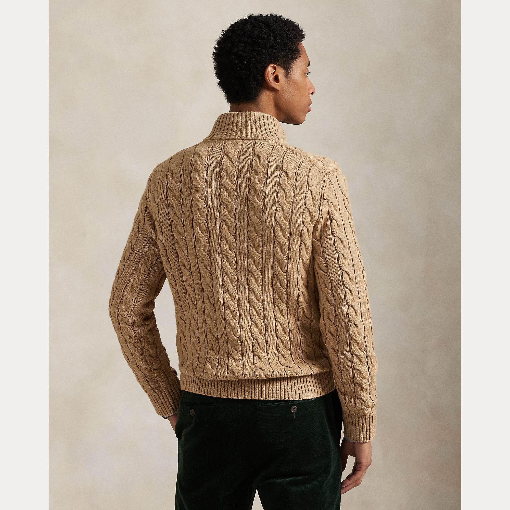 Polo Ralph Lauren Miehet Neulepusero Cotton Cable LS Half Zip Beige