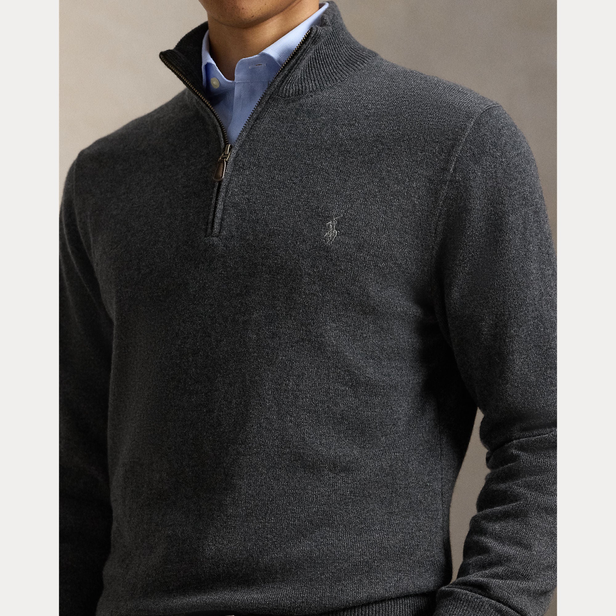 Polo Ralph Lauren Miesten Neulepusero LS HZ PP-LONG SLEEVE-PULLOVER, tummanharmaa