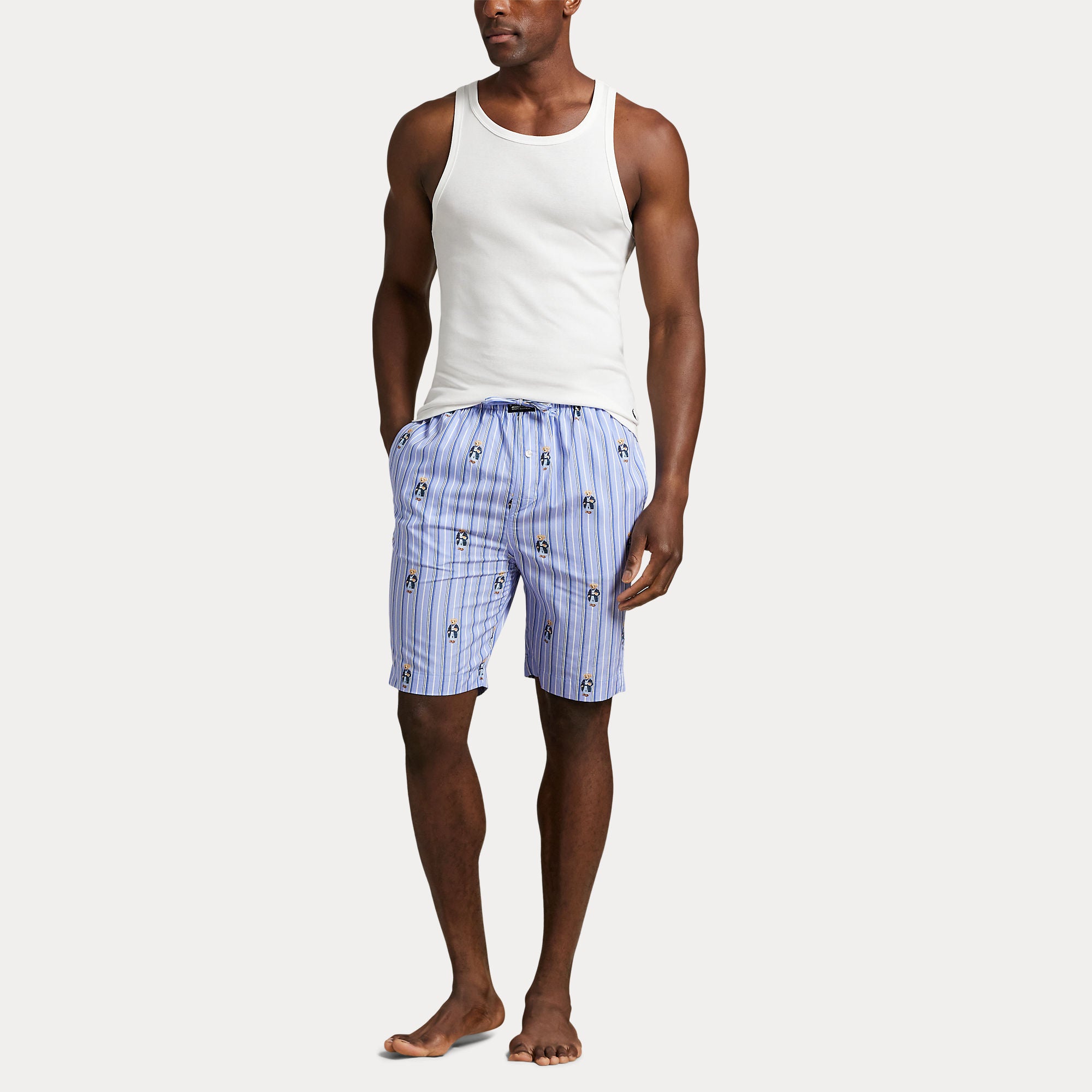 Polo Ralph Lauren miesten pyjamahousut K Sleep Short Sleep Bottom, raidallinen sininen