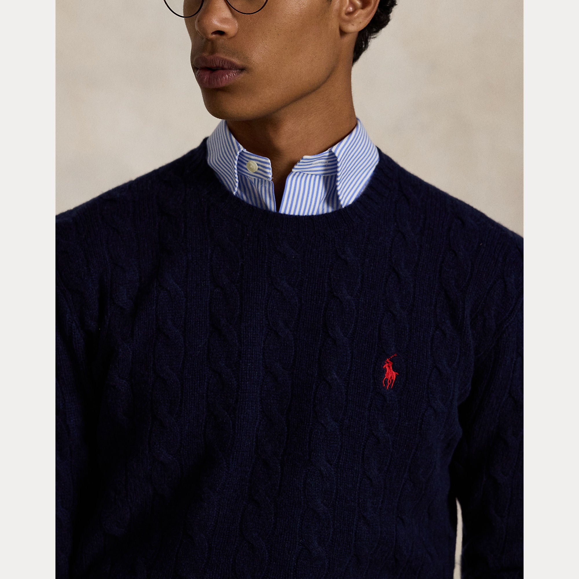 Polo Ralph Lauren miesten neulepusero LSCABLECNPP LONG SLEEVE PULLOVER, tummansininen