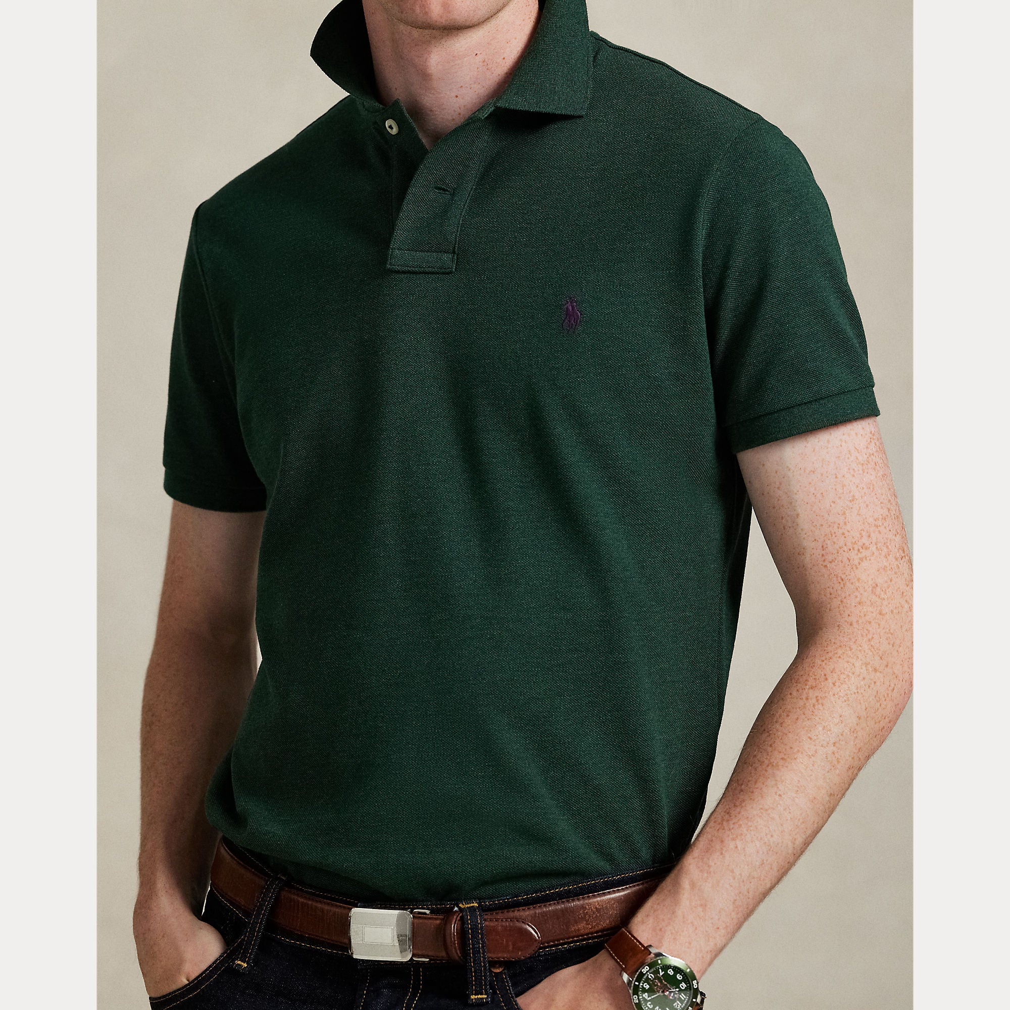 Polo Ralph Lauren miesten pikeepaita Polo Shirt Short Sleeve Knit, tummanvihreä